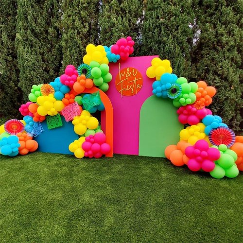 141 Pcs Rainbow Neon Balloon Arch Kit, Hot Pink Lime Green Orange Slate Blue Yellow Latex Hawaii Summer Tropical Balloon Garland for Hawaiian Luau Aloha Birthday Baby Shower Pool Party Decorations