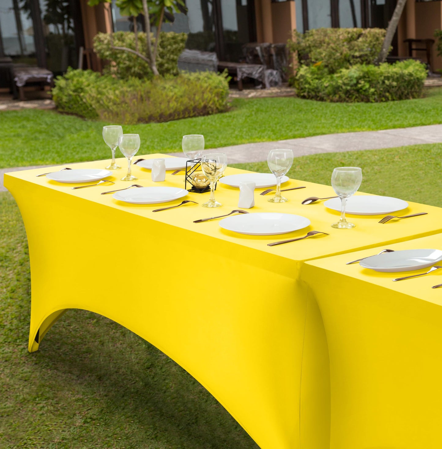 Utopia Kitchen Spandex Tablecloth 10 Pack [6FT, Yellow] Tight, Fitted, Washable and Wrinkle Resistant Stretch Table Cloth Rectangle Cover for Trade Show, Weddings & Parties [72Lx30Wx30H Inch]