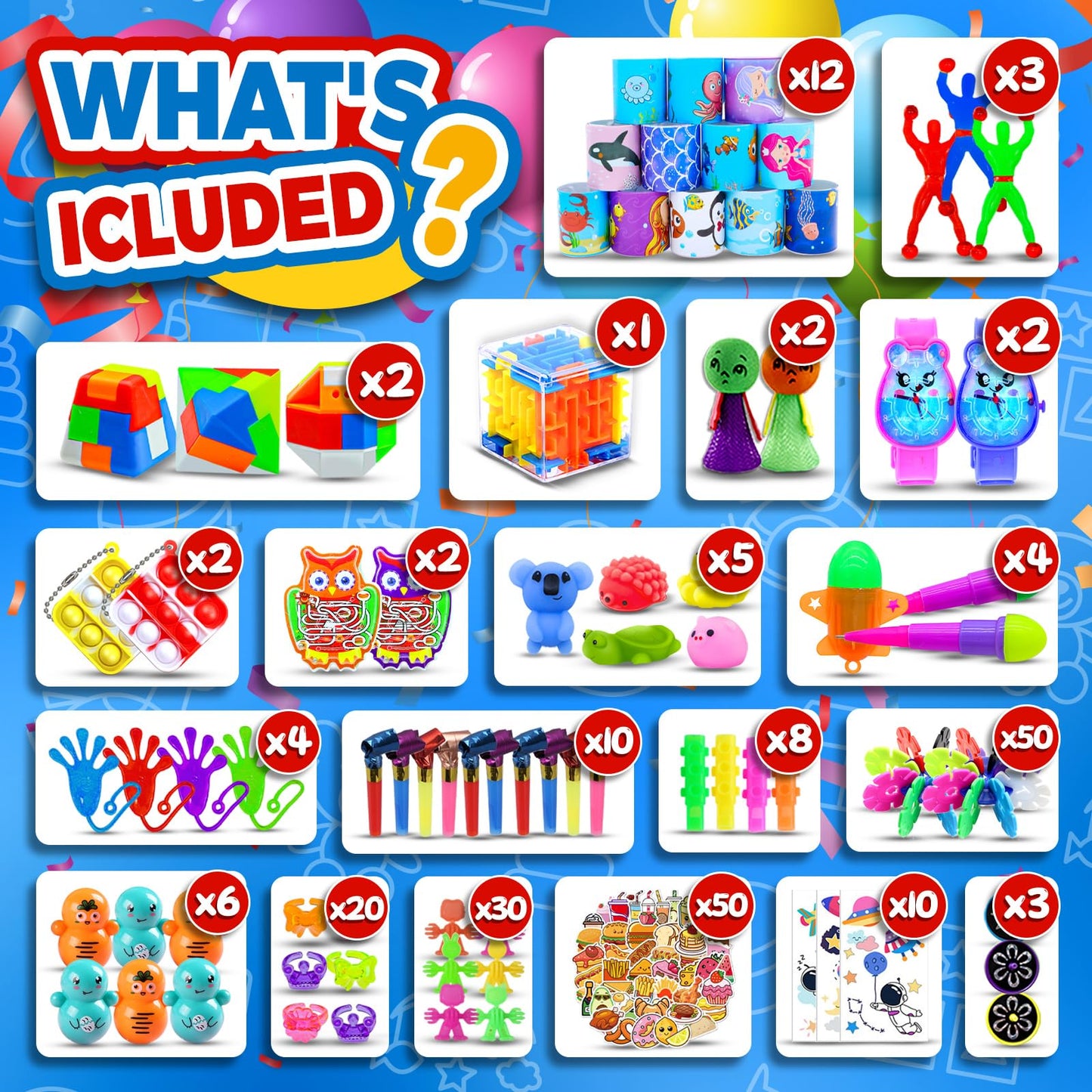 Olganicor 350 PCS Party Favors for Kids, Fidget Toys Bulk, Easter Eggs Fillers, Treasure Box Toy for Classroom Prizes, Goodie Bags Stuffers Birthday Carnival Prize, Pinata Filler Stuffers