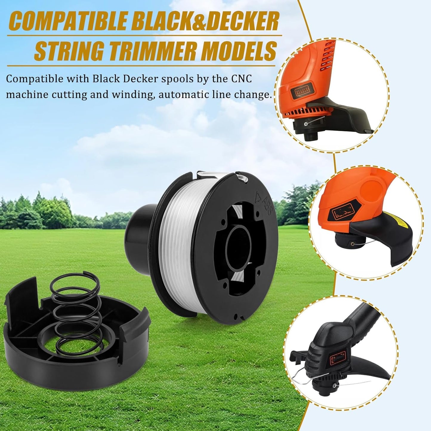 KAKO ST4500 Replacement Spool - 20ft 0.065” Line for Black & Decker Weed Eater | 10+2+2 Pack