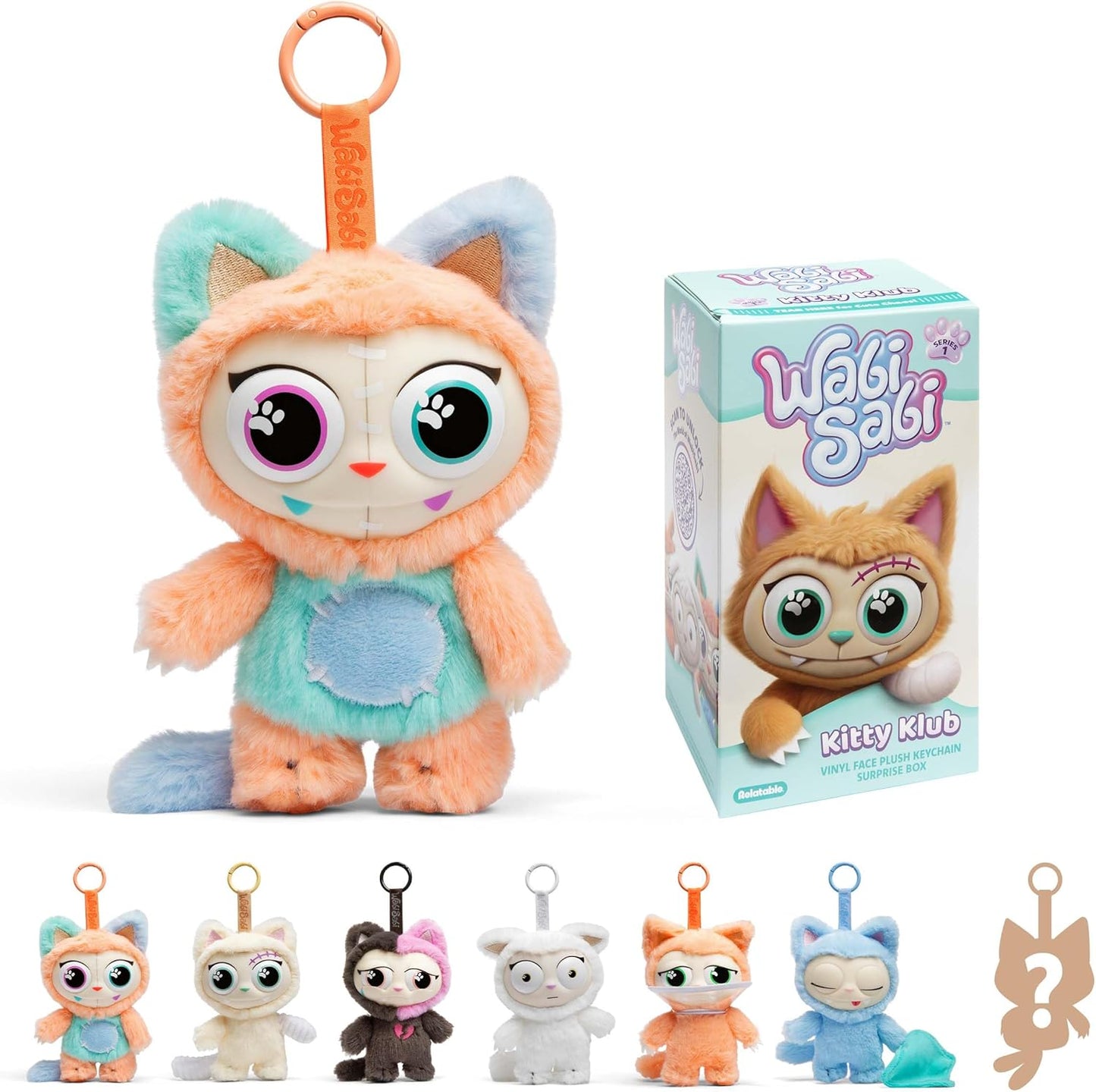 Relatable WabiSabi Kitty Club Blind Box - Soft Collectible Plush Keychain Figures for Kids & Teens | Includes 1 Mystery Plush