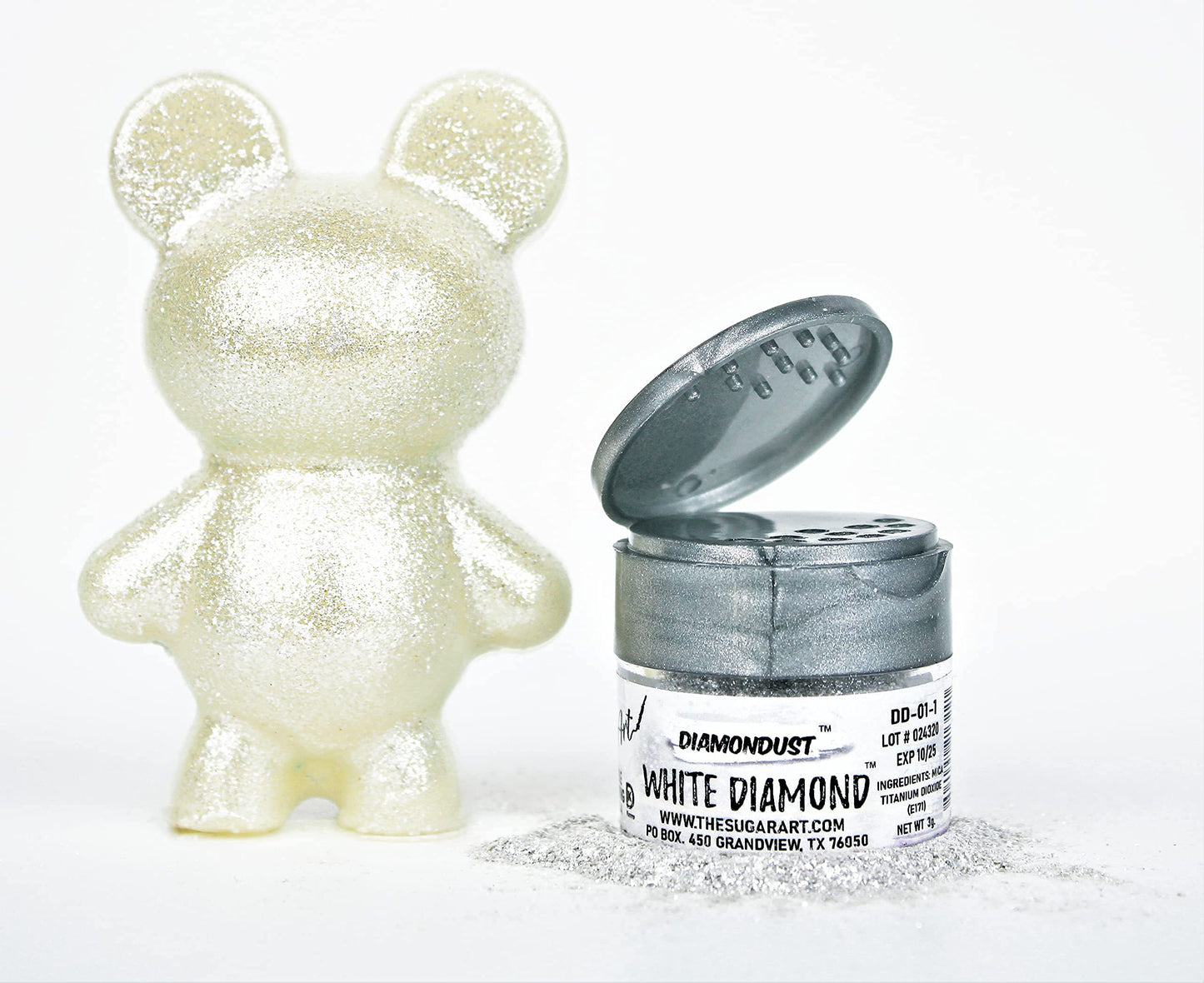 White Diamond Edible Glitter for Drinks, Cocktails, Cake Decorating, Strawberries, Chocolates & More | No Taste | 4g | 100% Food-Safe | Kosher, Vegan, Gluten & Nut Free | DiamonDust by The Sugar Art