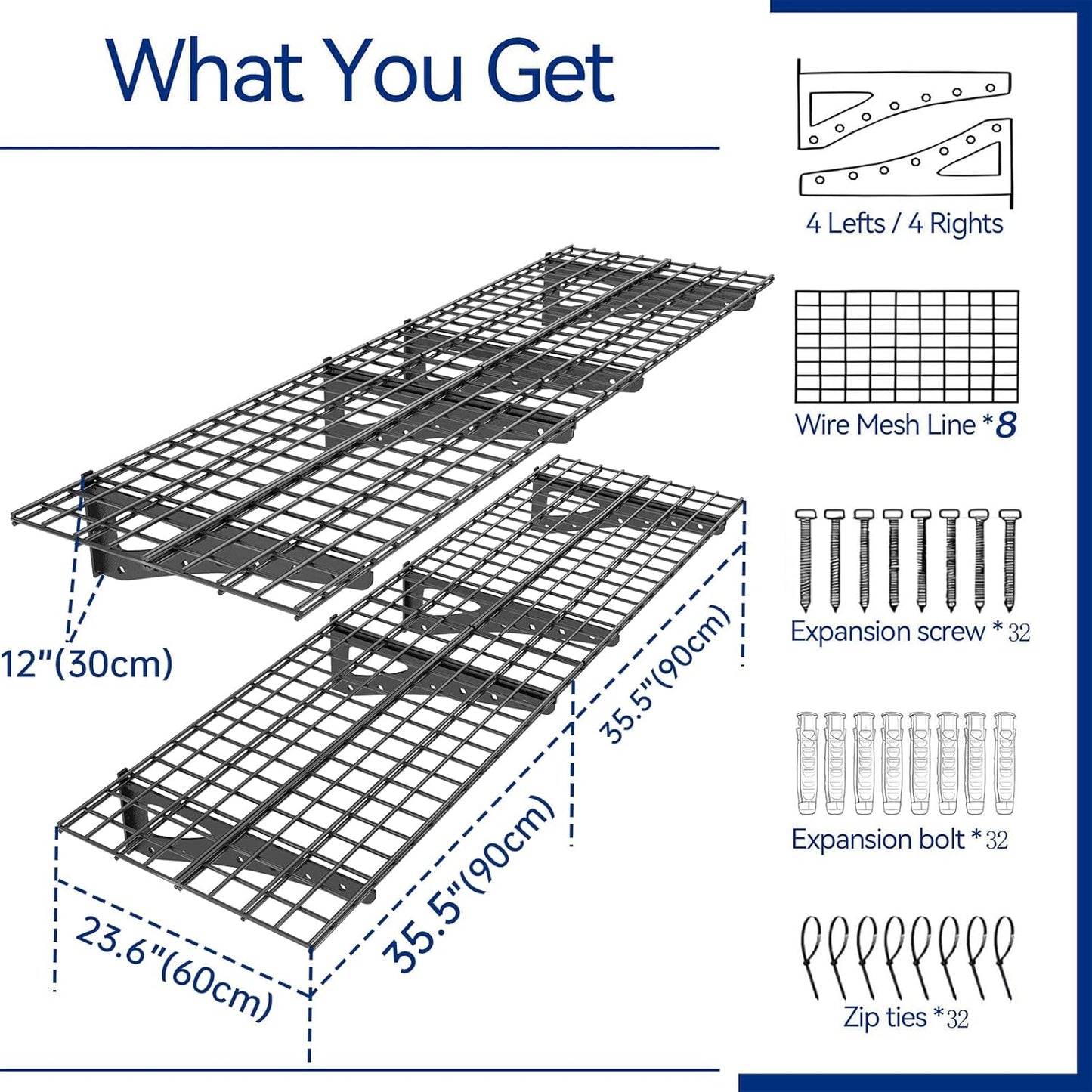 Sturdy 2-Pack Garage Wall Shelving - Heavy Duty 1200 LBS Capacity | 70.86” x 23.6” Black Storage Rack