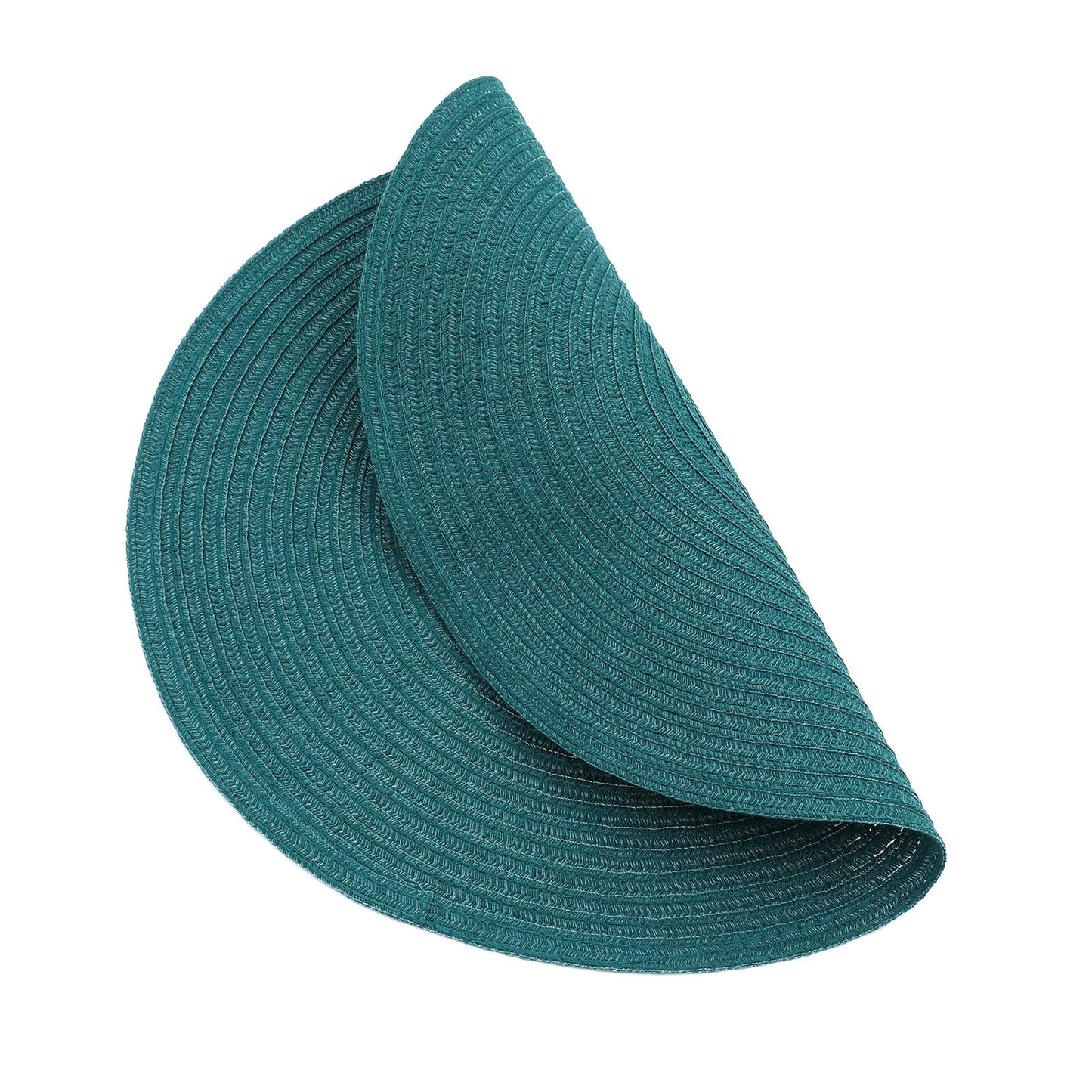 SHACOS Round Placemats Set of 8 Woven Braided Table Placemats 15 inch Circle Place Mats Washable Non Slip Table Mats for Home Wedding Party, Teal Green