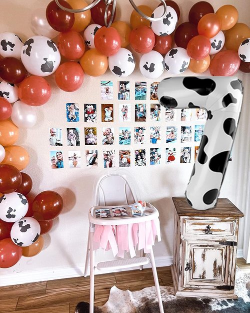 Cow Print Number 14 Balloon 40 inch, 14 Number Balloons, 14th Cow Farm Barnyard theme Birthday Decorations for Girls Boys Kids, 14 Year Old Party Supplies