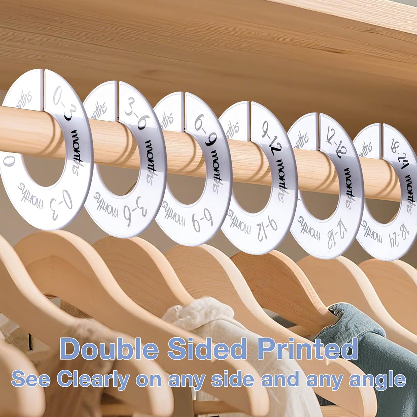 Pro Goleem Baby Closet Dividers - Unisex Nursery Organizer for Baby Clothes | Fits 1.5" Rod, 6 PCS