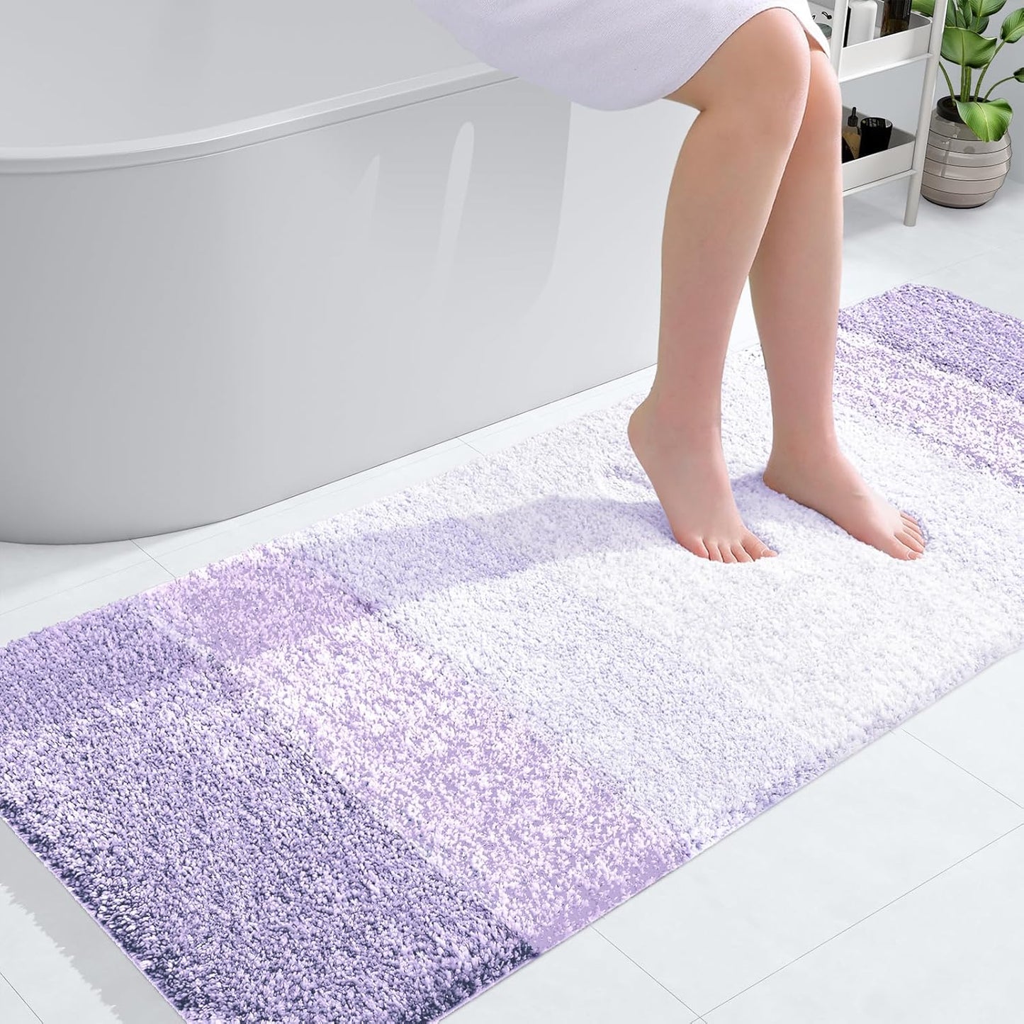 OLANLY Large Bathroom Rug Mat - Extra Soft Microfiber, Quick Dry & Washable | 54x24, Light Purple