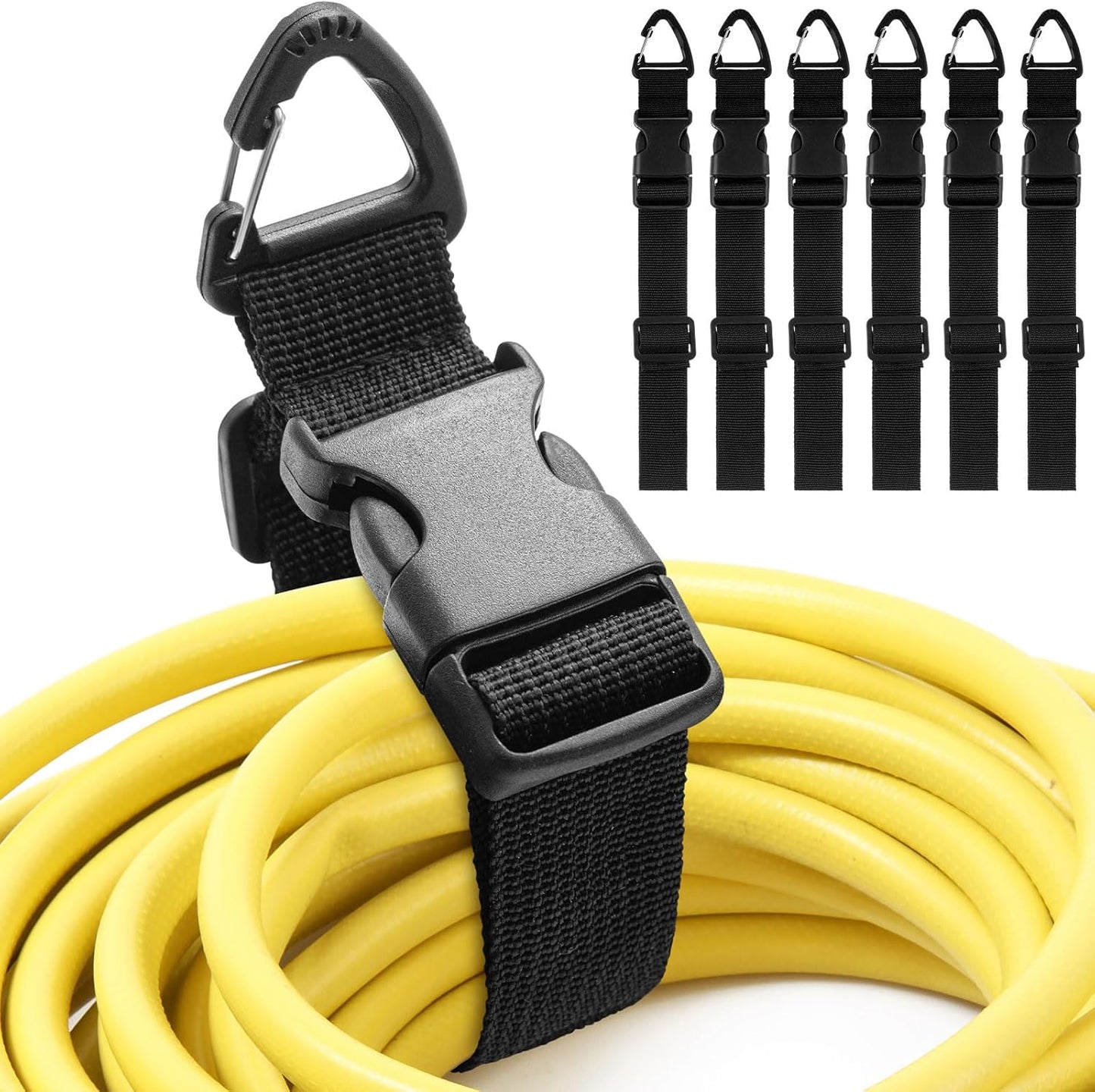 Skiennix 6 Pack Adjustable Extension Cord Holder - Heavy Duty Garage Organizer with Triangle Clips (Black)