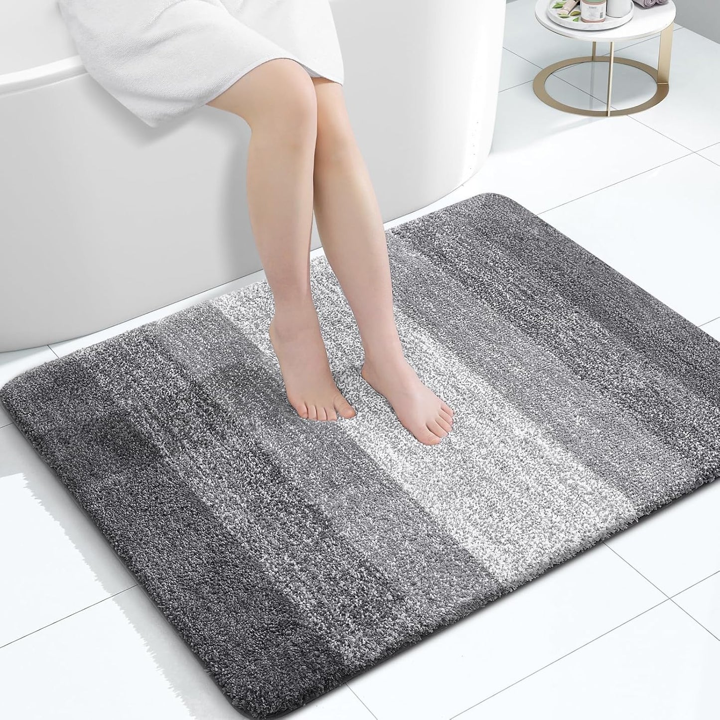 OLANLY Large Bathroom Rug Mat - Extra Soft Microfiber, Quick Dry & Machine Washable | 40x32, Grey