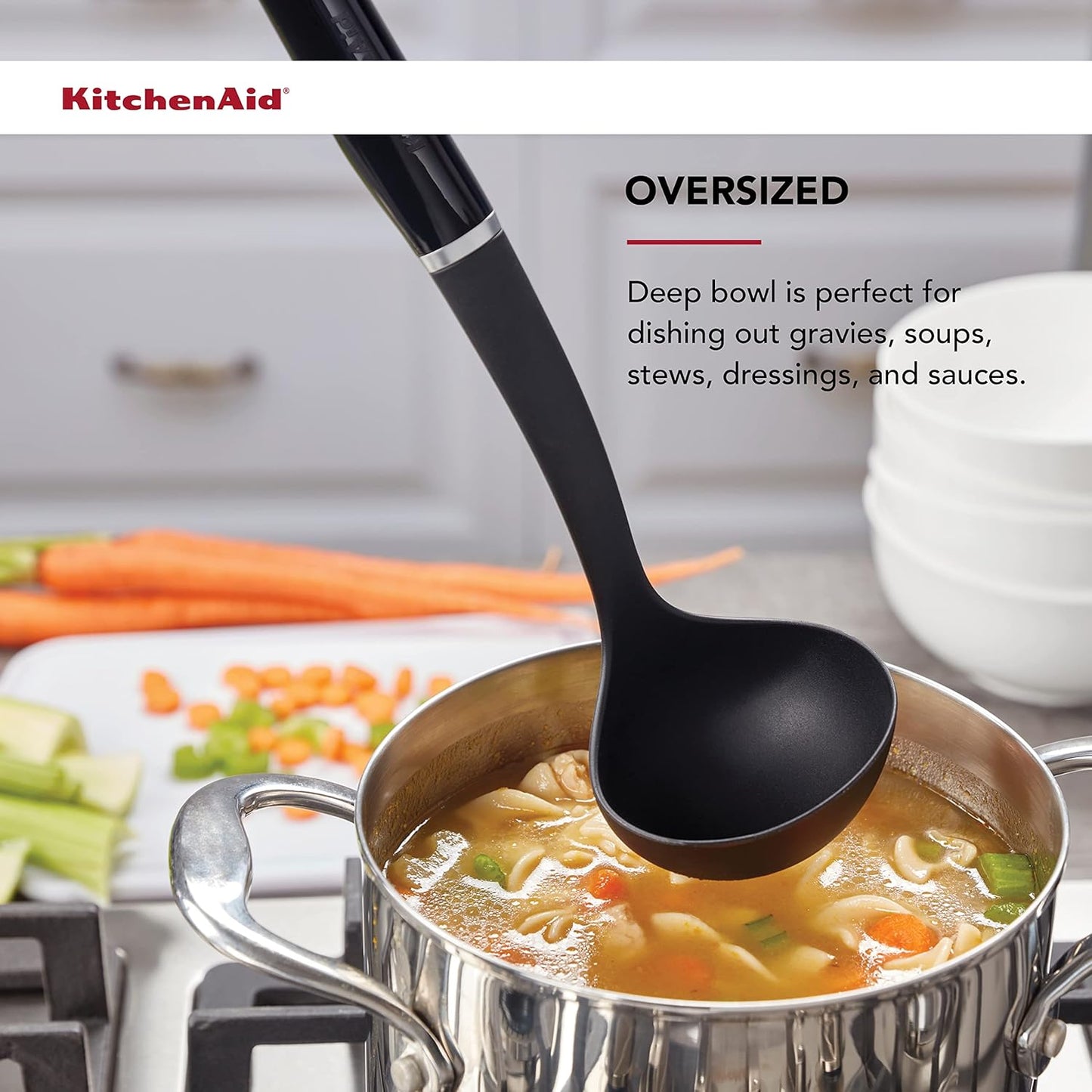 KitchenAid Classic Nylon Ladle - Durable, Heat-Resistant Kitchen Tool | Perfect for Cooking & Serving