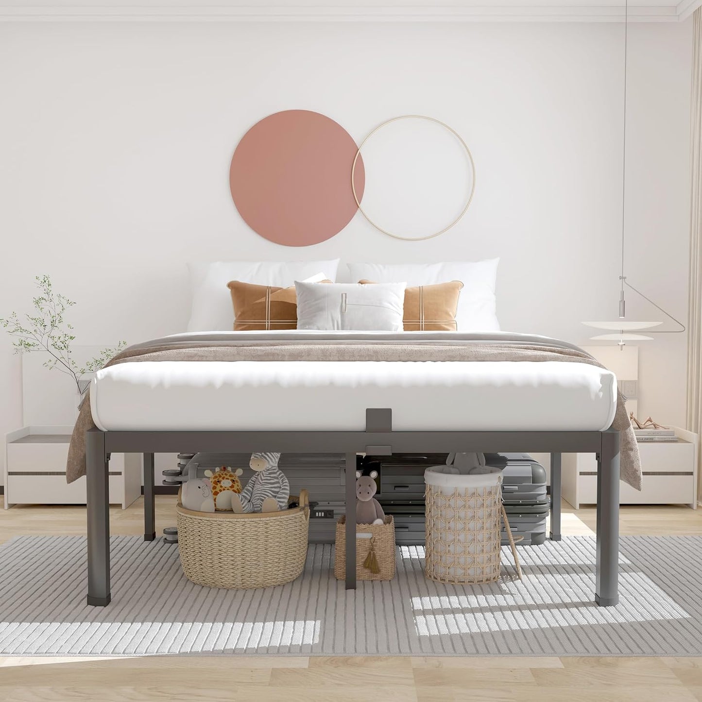 ROIL 18-Inch Queen Bed Frame - Heavy-Duty Metal with Rounded Corners & Headboard | No Box Spring Needed