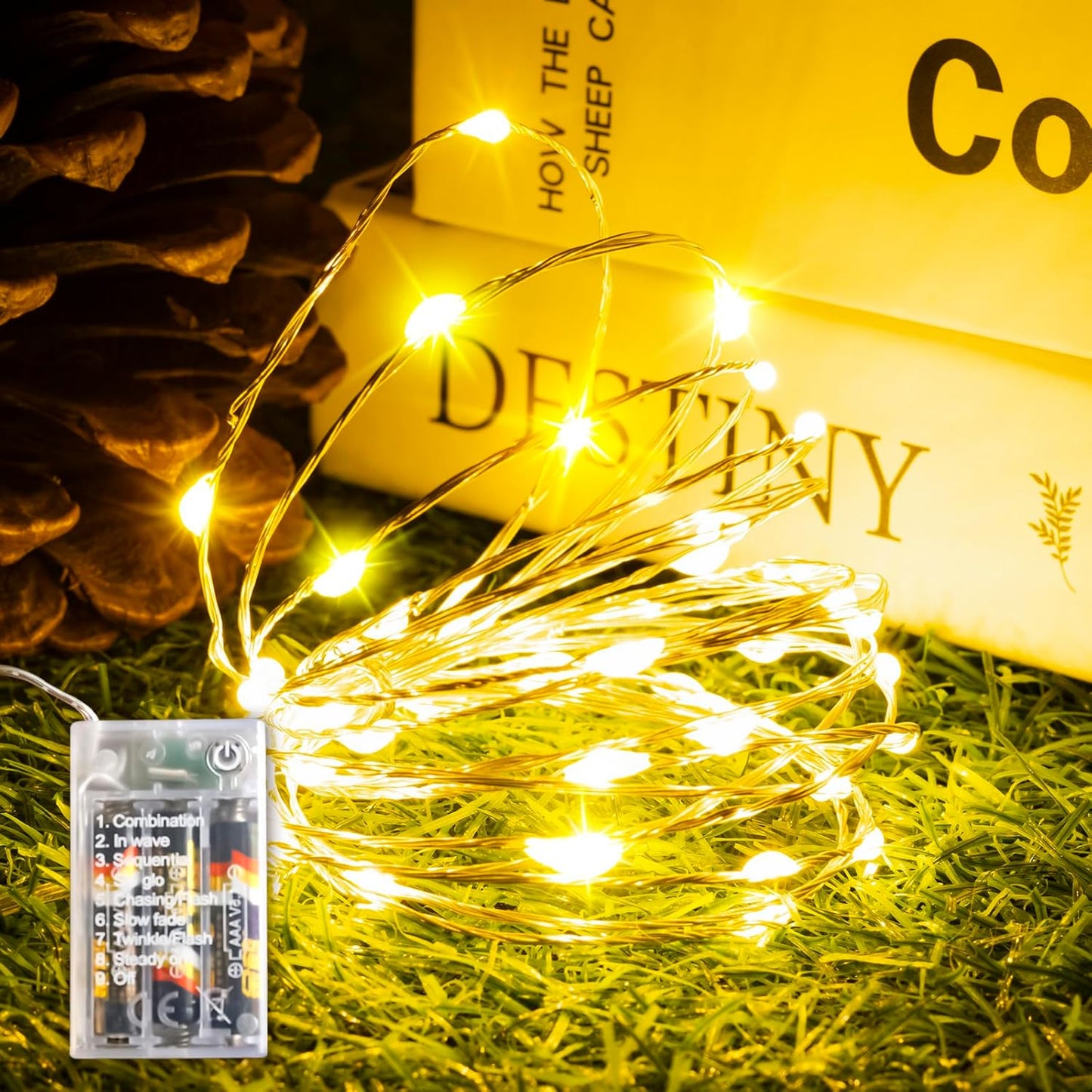 Skiennix Fairy Lights - Battery Operated 16FT Warm White Mini Twinkle Lights | 8 Modes & Auto Timer, Waterproof for Parties