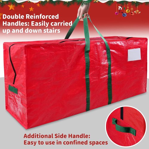 Christmas Tree Storage Bag - Waterproof 9 Ft Xmas Tree Protector with Durable Handles & Dual Zipper | Red
