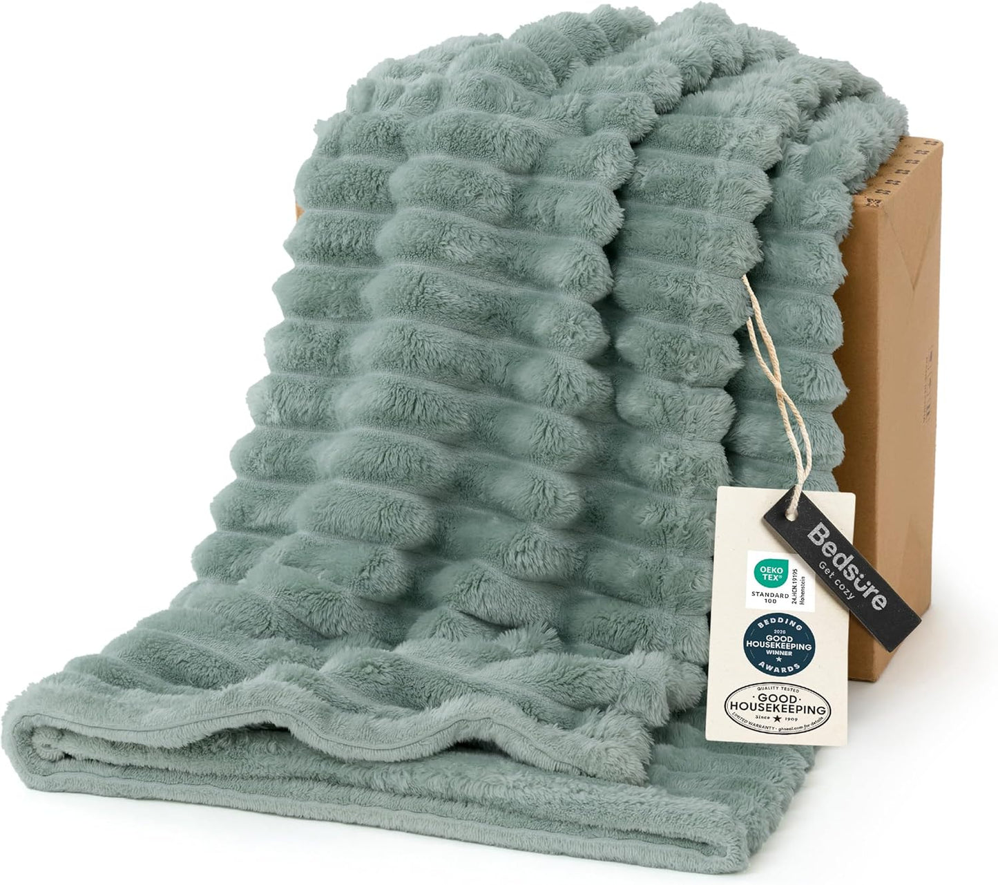 Bedsure GentleSoft Fleece Blanket - Cozy Sage Green Throw for Couch, 50x70 Inches