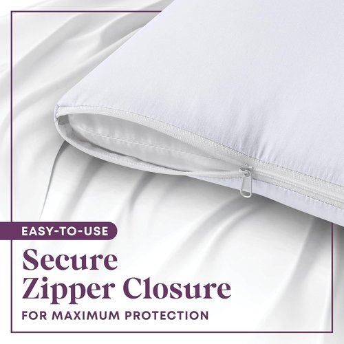 CirclesHome Pillow Protectors - 100% Cotton Zippered Pillowcases | Breathable & Dirt-Resistant (Queen, Set of 4)