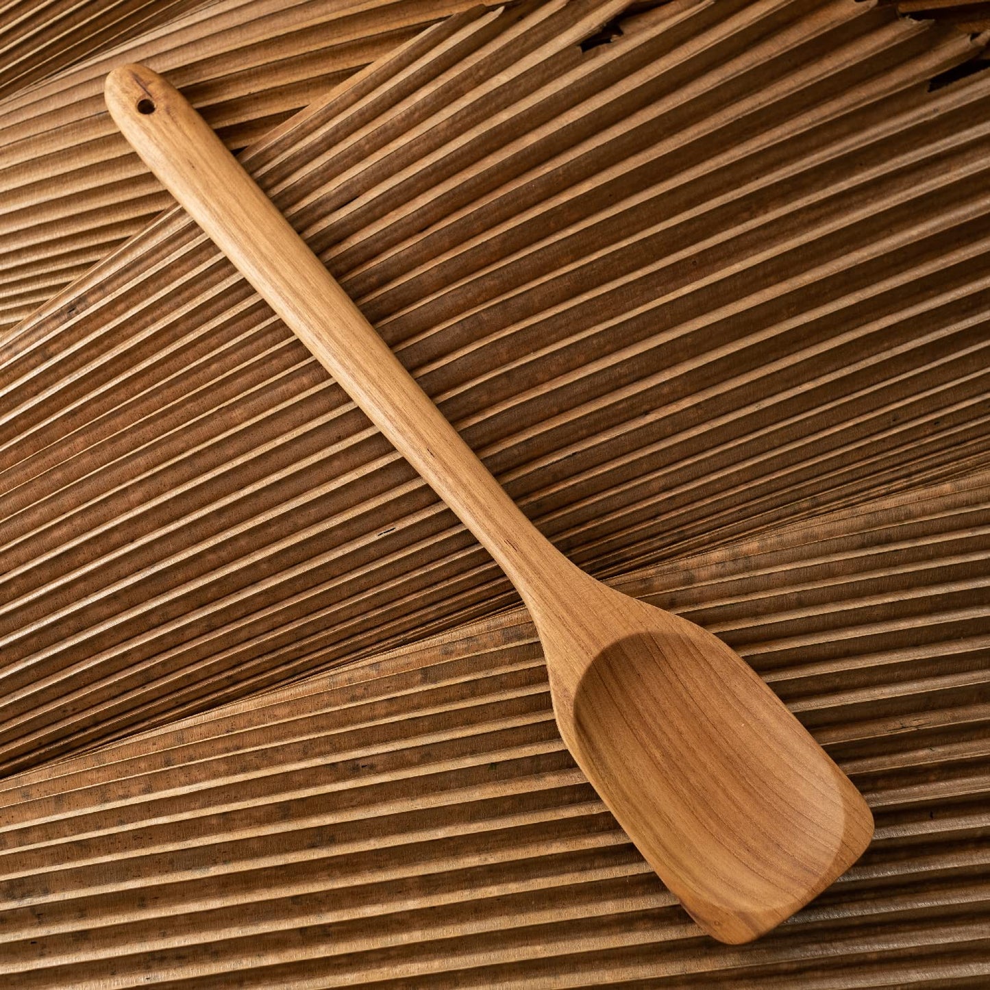 FAAY 18 Inches Large Wooden Spoon, Long Handle Heavy Duty Spoon with Scoop for Big Pot Stirring, Mixing & Cooking. Handcrafted from Teak for Crab Crawfish Seafood Boil, Gumbo Pot.