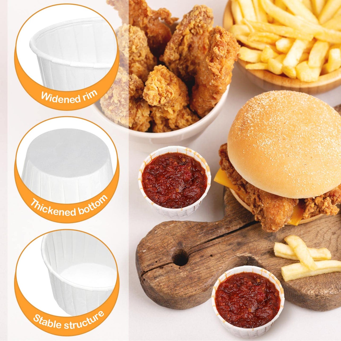Gerrii 1600 Pack 4 oz Paper Souffle Cups Disposable Paper Souffle Cup Condiment Cups Ketchup Cup for Medication Distribution, Pills, Samples, Sauces, Food, Dessert (White)