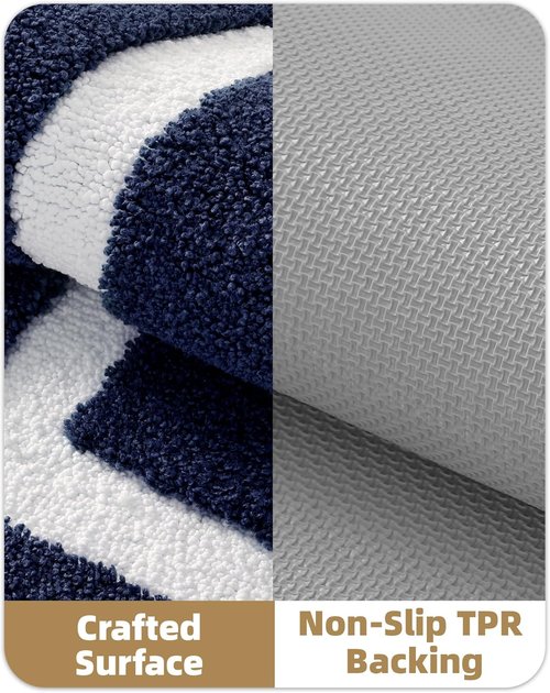 Color&Geometry Navy Blue Bathroom Rugs - Extra Soft Microfiber, Non-Slip, Washable 36x24" Bath Mat