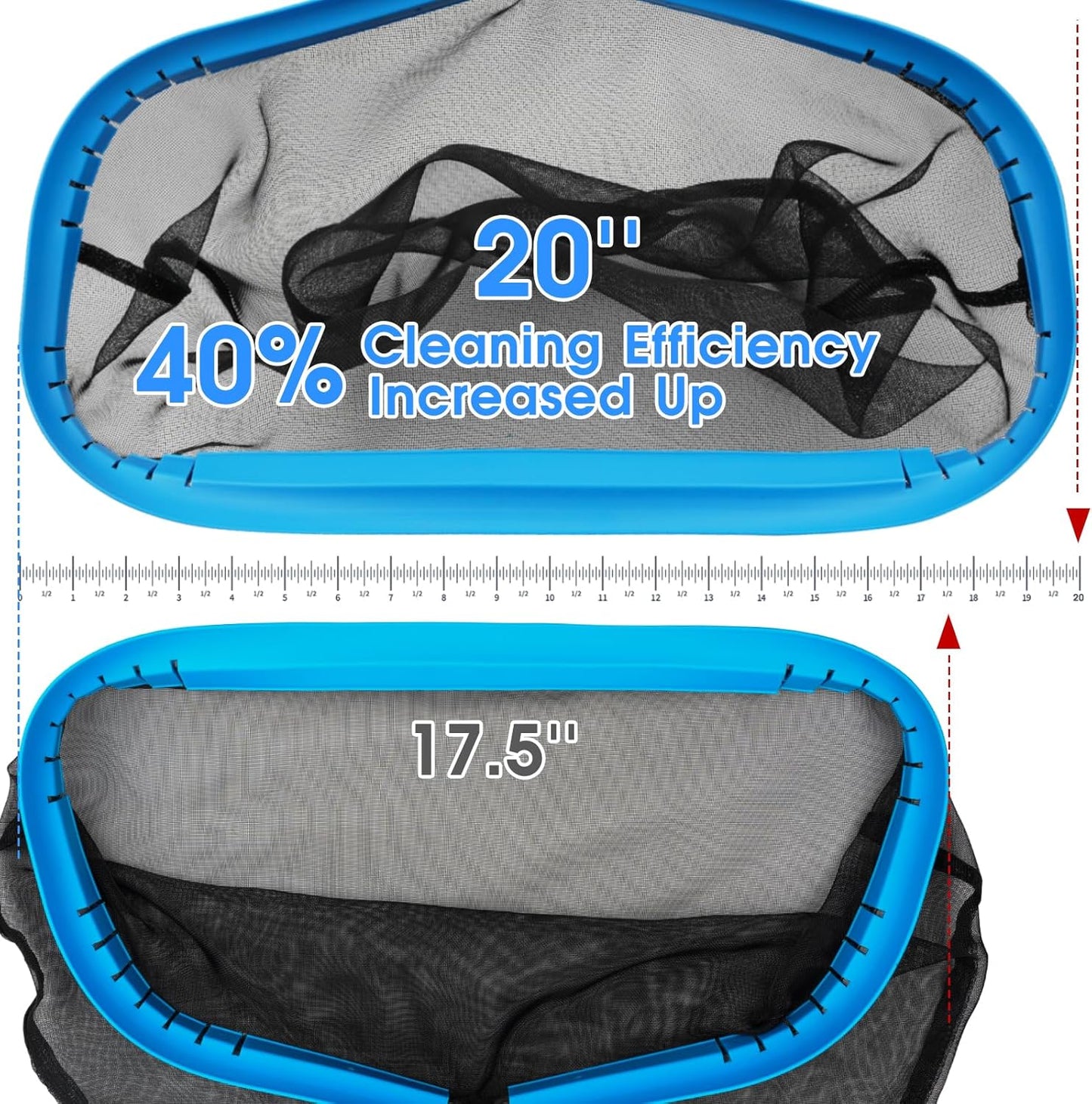 TidyMister 20'' Self-Repair Pool Skimmer Net - Heavy Duty Nylon Mesh & Aluminum Frame for Effective Cleaning