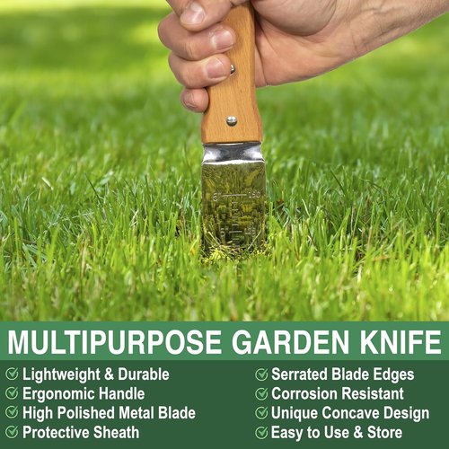 Grampa's Garden Knife - Versatile 7" Hori Hori Garden Knife With Steel Blade & Sheath | Ideal For Weeding, Digging, Planting