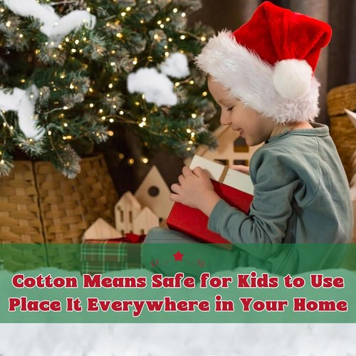 Artificial Fake Snow by [Brand Name] - 2LB Vacuum-Packed White Cotton for Christmas Decor | Fluffy Indoor Snow for Crafts & Parties