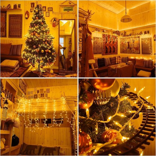 Dirnun Christmas Lights Clear White 100 Count Incandescent Light UL Certified Connectable Christmas Tree Lights with White Wires for Indoor Outdoor Xmas, Wedding, Holiday, Party, Home Decorations