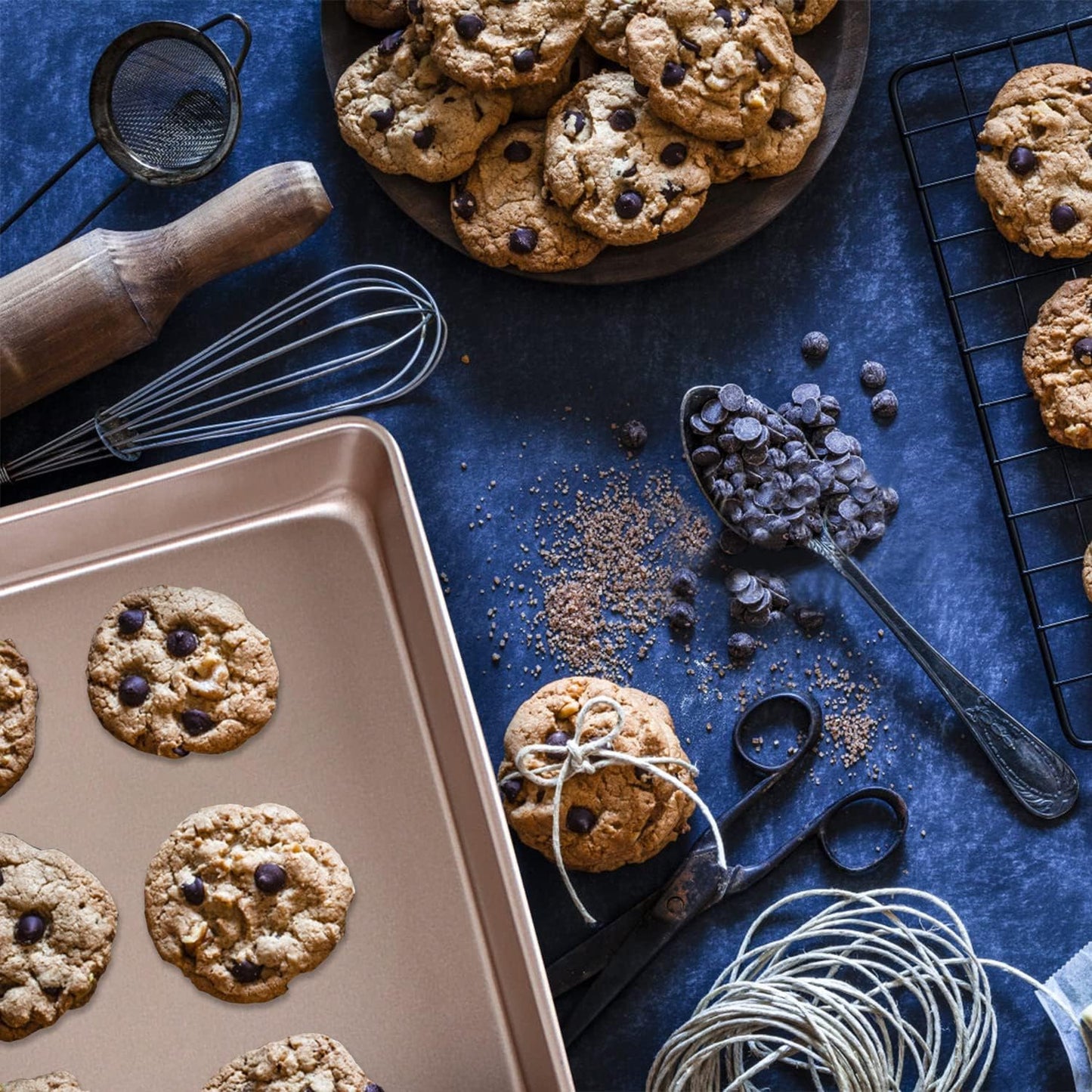 2 Pack Nonstick Baking Sheet Pans by [Brand Name] - Deep Cookie & Brownie Trays | 12.7x10.6x2.4 Inches, Easy Clean & Food Safe