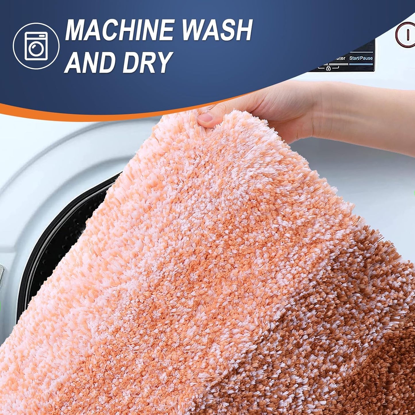 OLANLY Bathroom Rugs - Extra Soft Microfiber Mat | Quick Dry, Machine Washable, 36x24, Orange