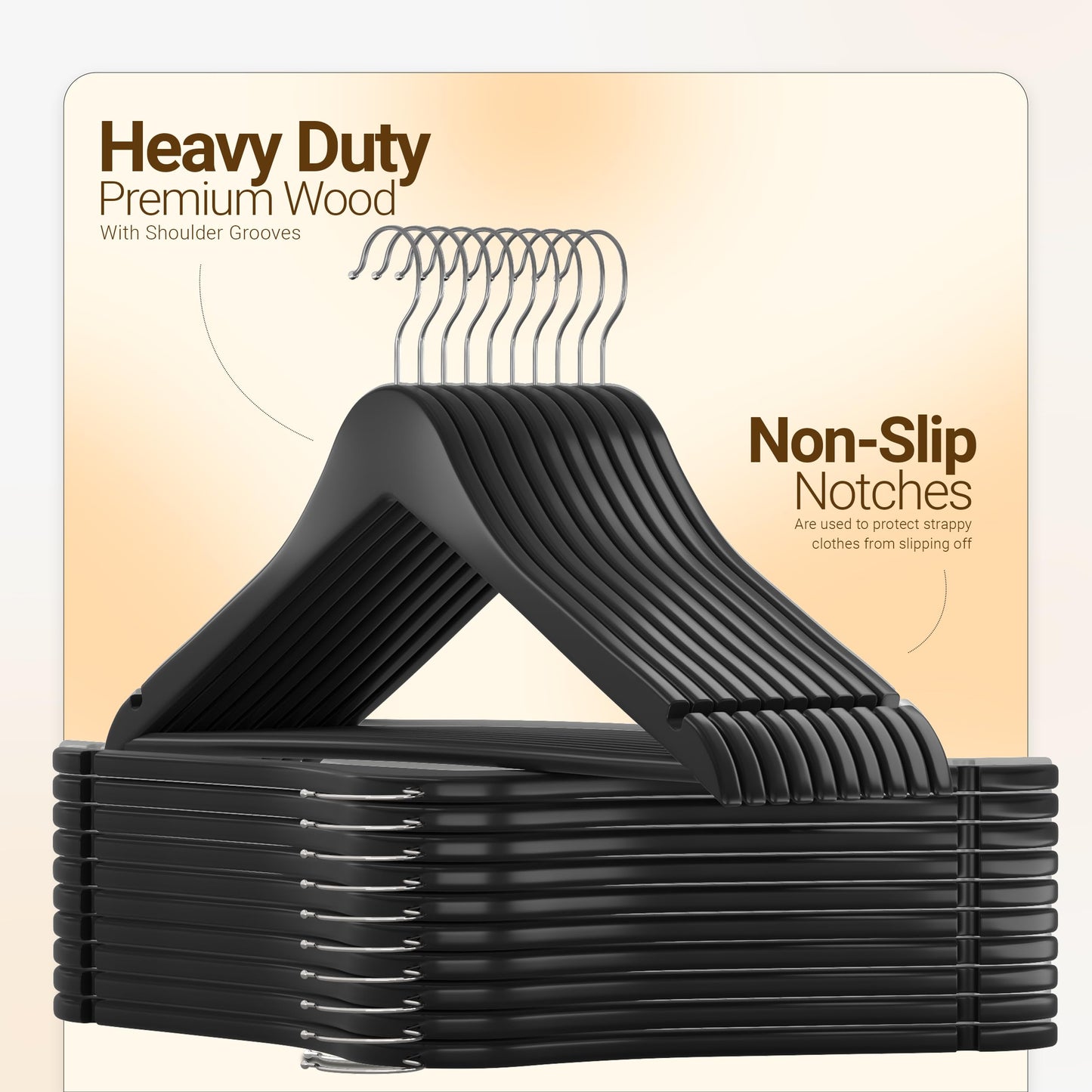 Utopia Home Premium Wooden Hangers 30 Pack - Durable & Slim Coat Hanger - Suit Hanger with 360-Degree Rotatable Hook - Wood Hangers with Shoulder Grooves (Black)