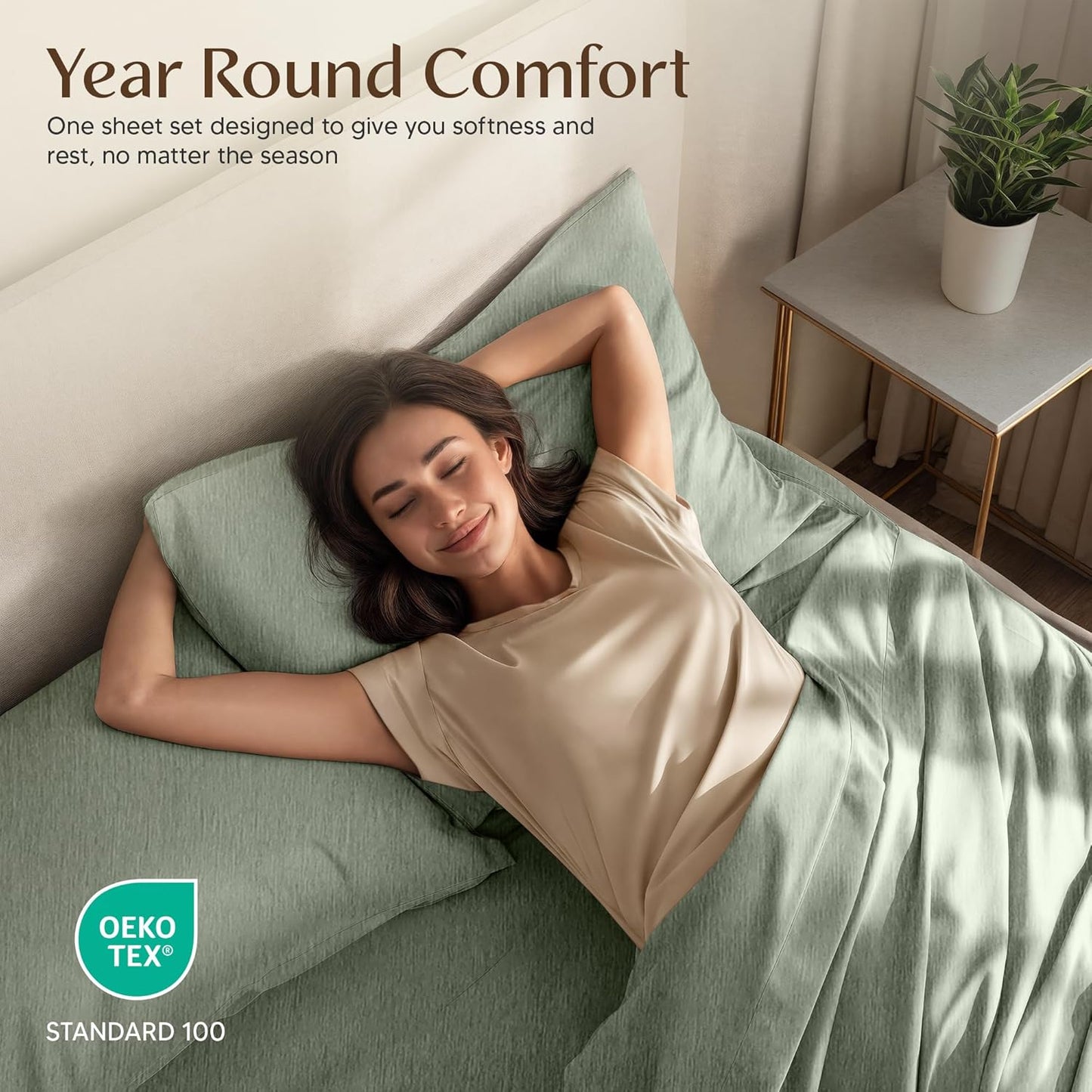 Utopia Bedding Queen Size Sheet Set - Soft, Breathable Microfiber, 4-Piece in Heather Sage
