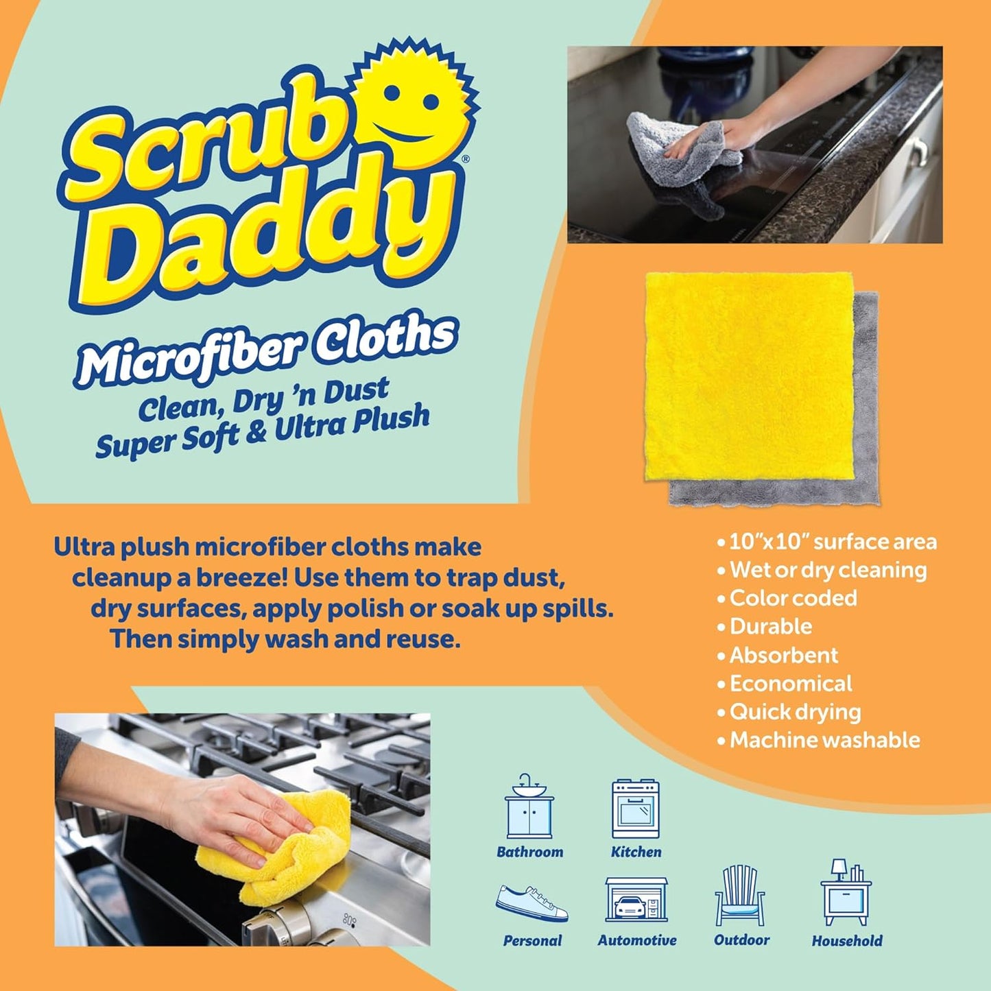 Scrub Daddy BBQ Bundle - Bristle-Free Grill Brush, Microfiber Towels & PowerPaste Cleaner