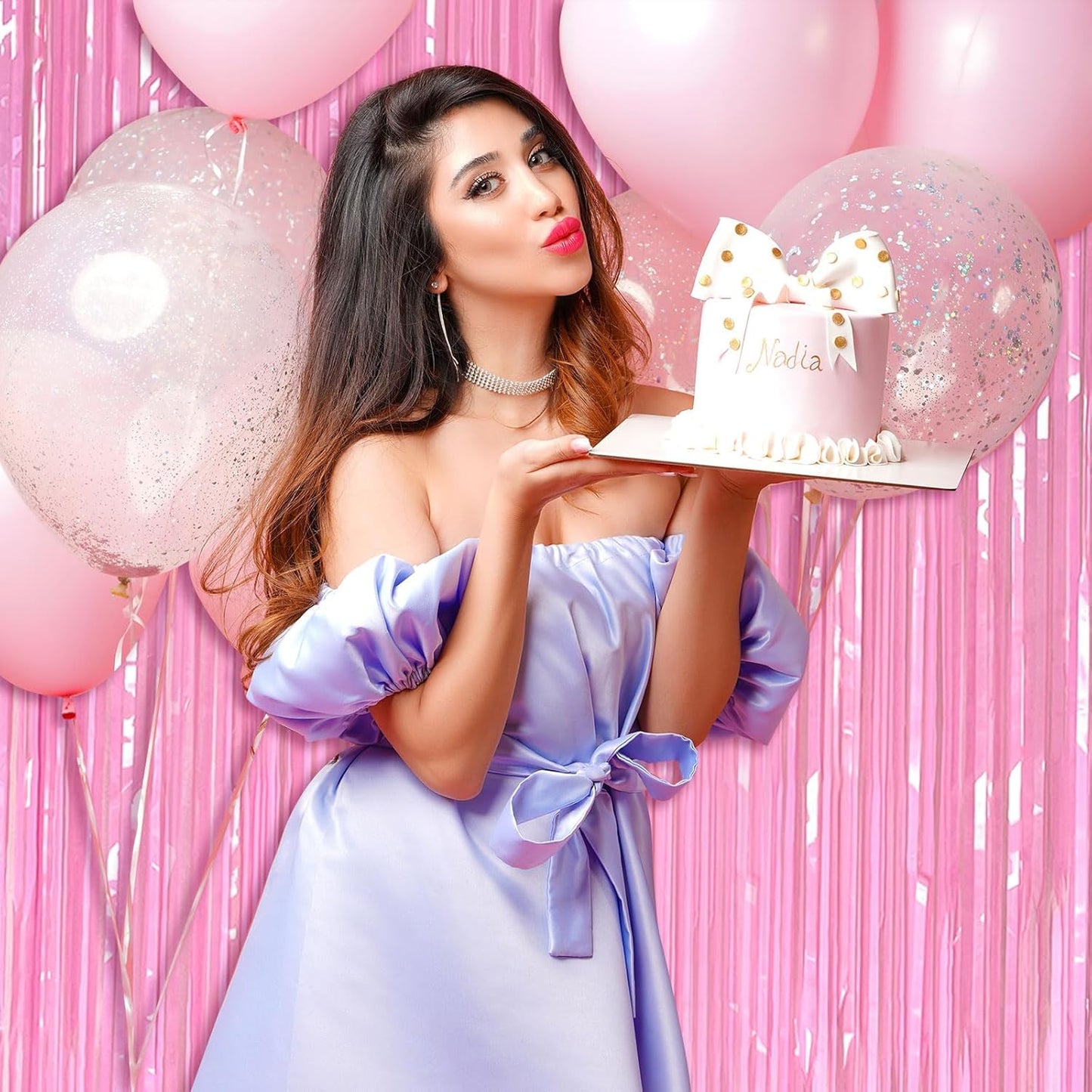 Regine Switzerland Pink Foil Fringe Streamers - Elegant Backdrop Curtains for Birthday & Graduation Celebrations