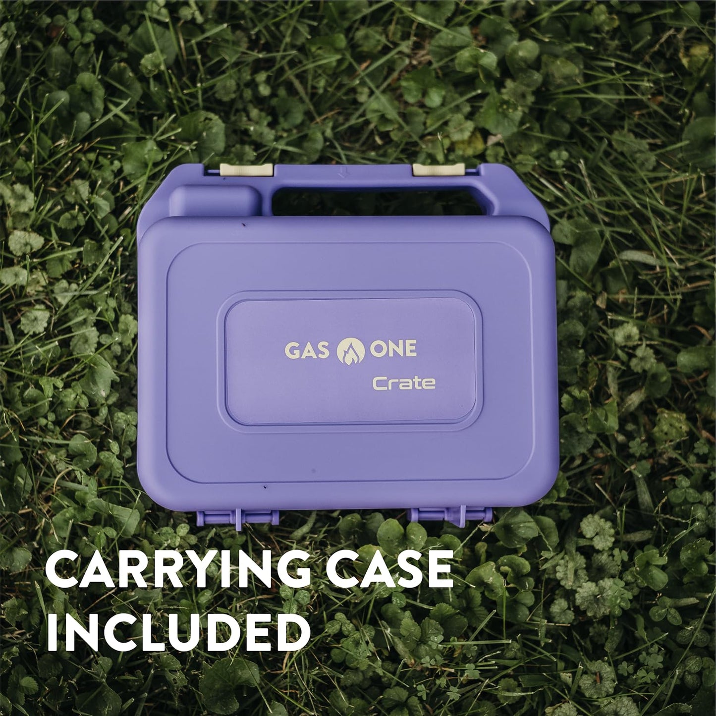 Gas One Butane Fuel Camp Stove – Crate Series - Mini Stove for Camping, Hiking – Portable Gas Stove with Spiral Flame – Even Heat Distribution – Modern and Easy to Use (Violet)