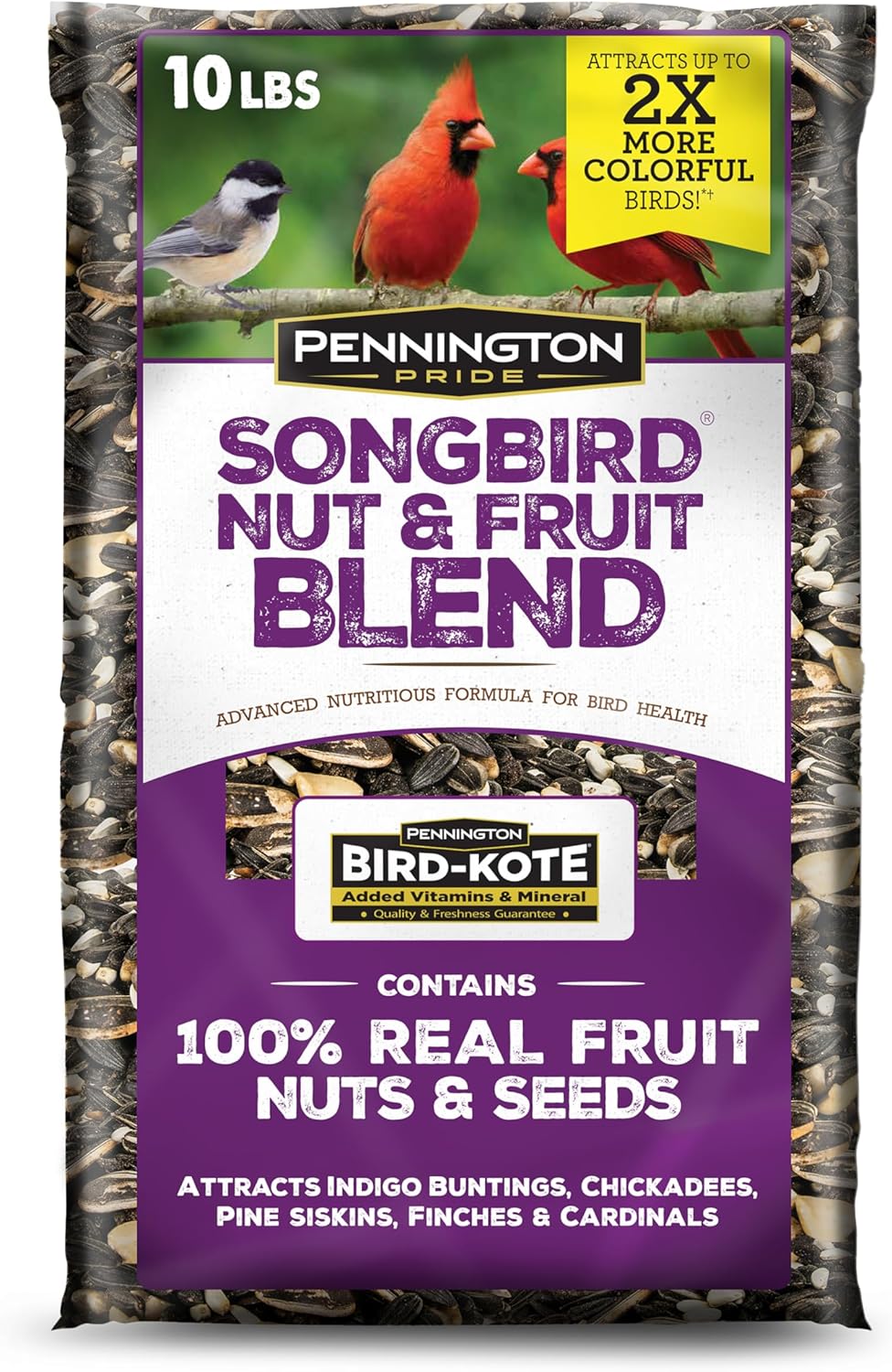 Pennington Pride Songbird Nut & Fruit Blend - Advanced Nutrition Wild Bird Seed, 10 lb Bag