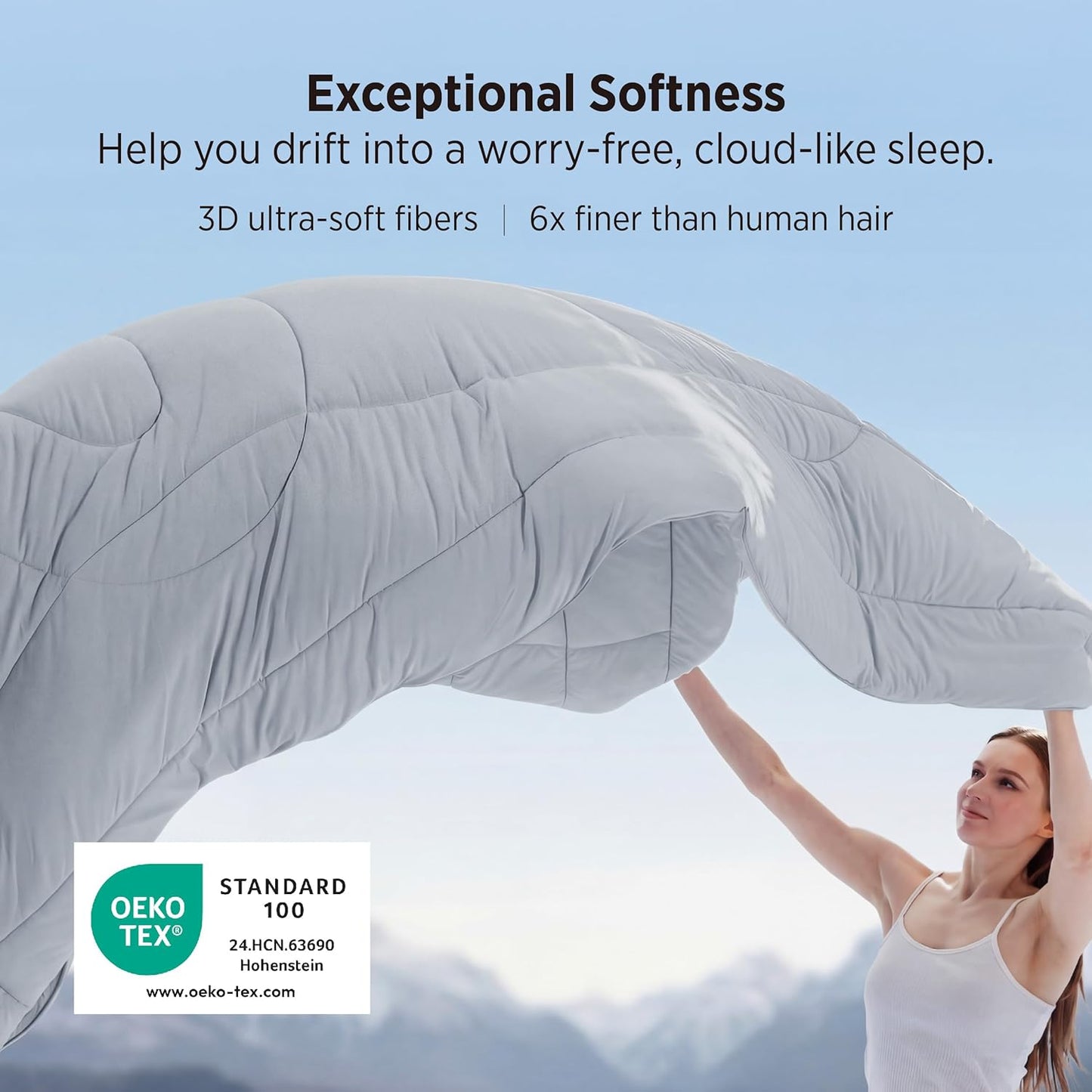 Bedsure Cooling Comforter - Lightweight Queen Size Blanket for Hot Sleepers | Dual-Sided Cool Tech, Grey 88x88 Inches