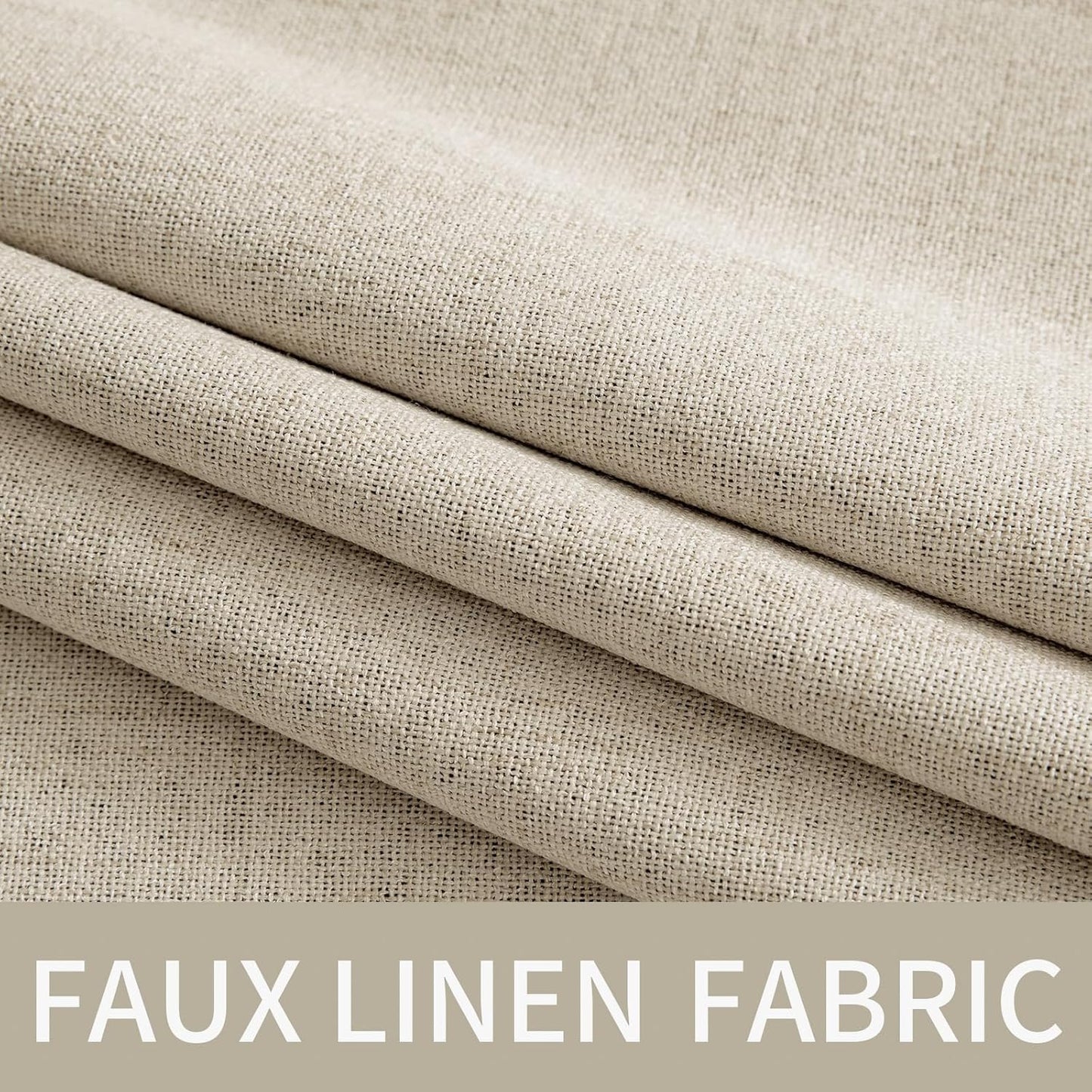 MIULEE Linen Curtains - 100% Blackout Thermal Insulated Drapes | Stone Grommet, 52 x 72 Inch (2 Panels)