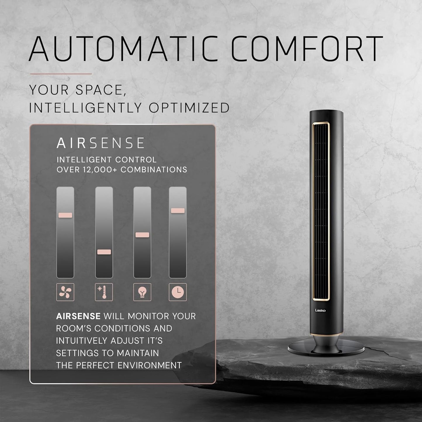 Lasko Pinnacle 40” Tower Fan - Quiet 24dB Operation, 90° Oscillation, 24-Hour Timer, Remote Control