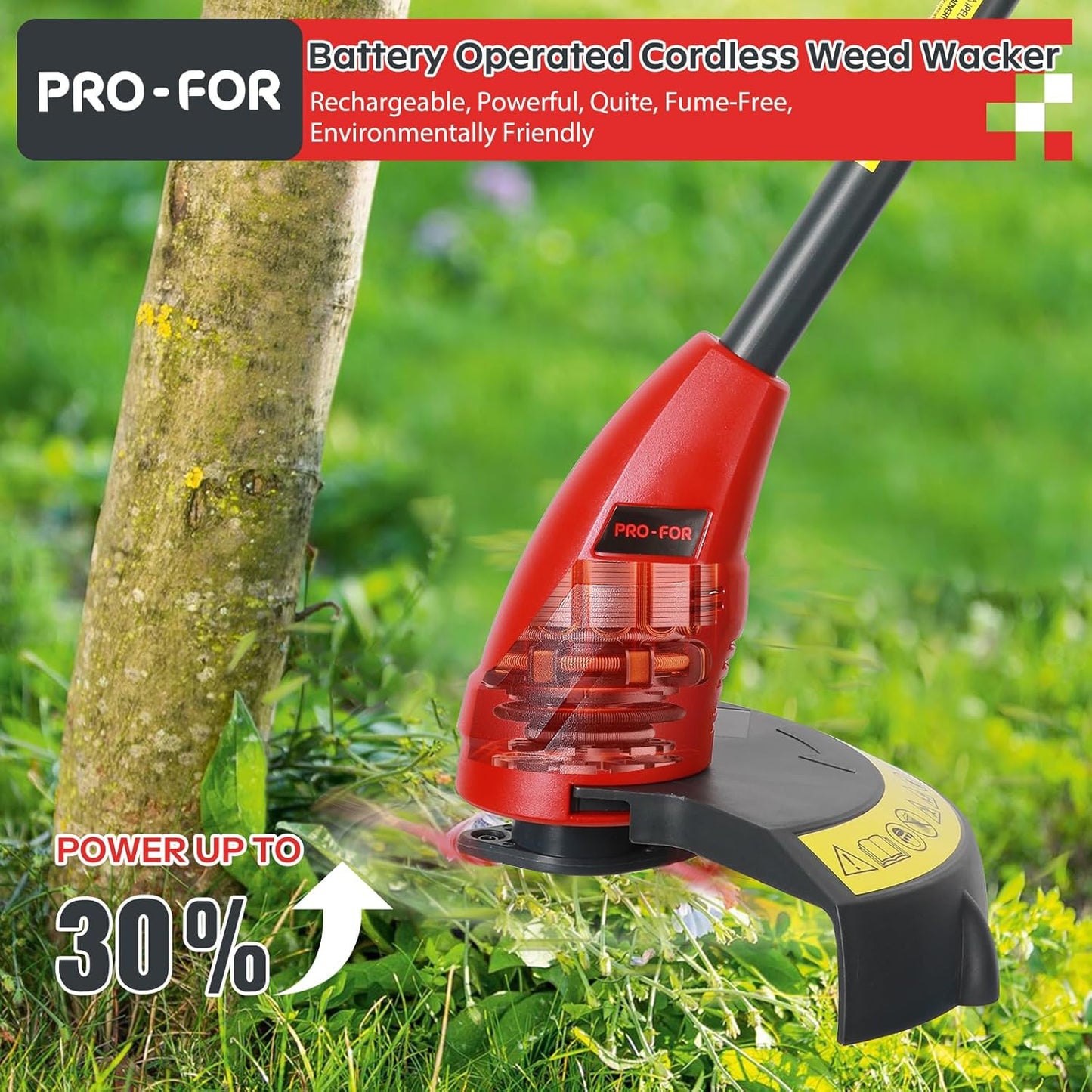 20V Lightweight Stringless Grass Trimmer - Cordless Electric Weed Eater with Battery & Charger