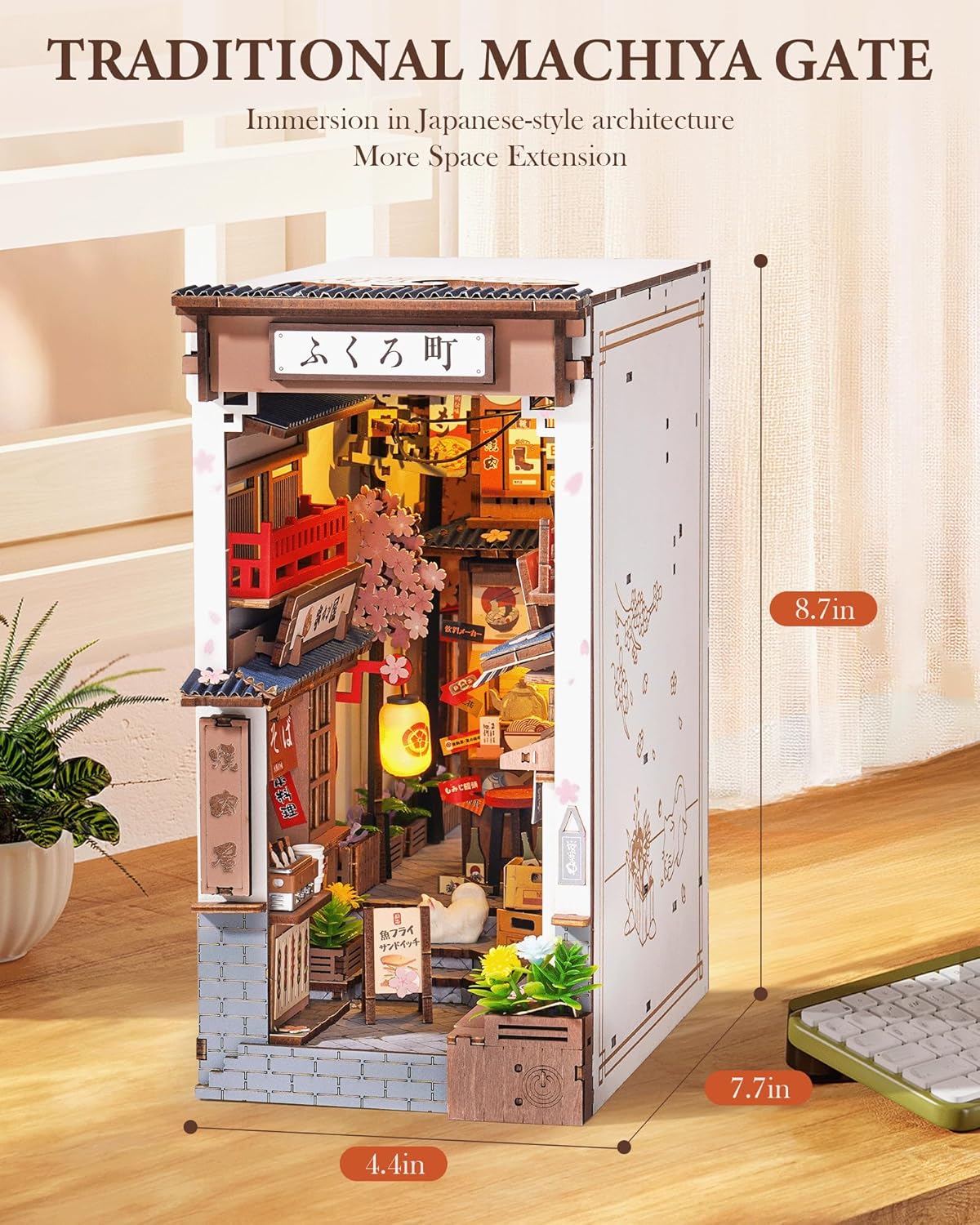 Rolife Book Nook Kit - Sakura Wine Alley 3D Wooden Puzzle | Japanese-Inspired Miniature Dollhouse Decor for Book Lovers
