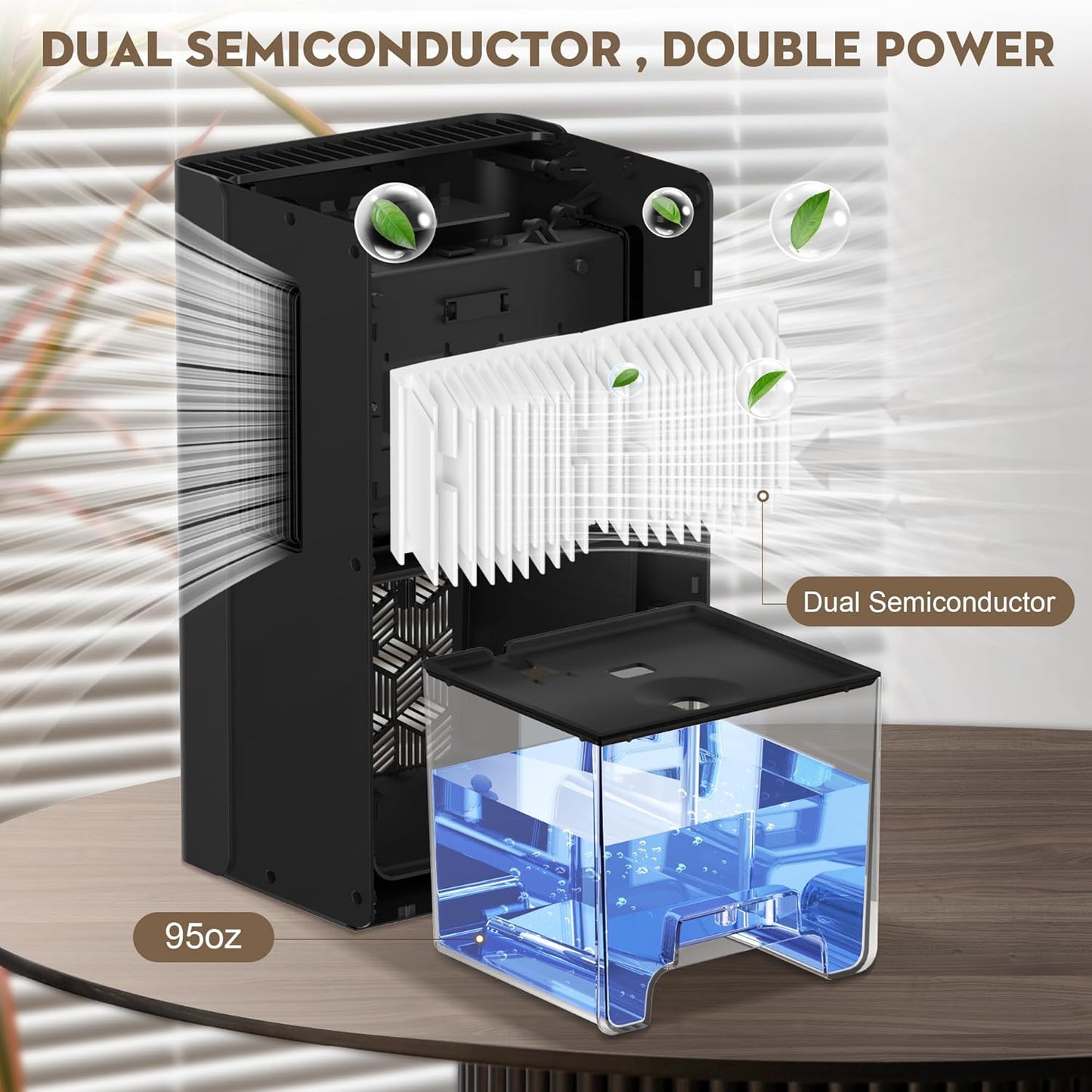 ToLife Dehumidifier - 1000 Sq.Ft. Home Dehumidifier with 95 OZ Tank & Auto Shut Off | Black