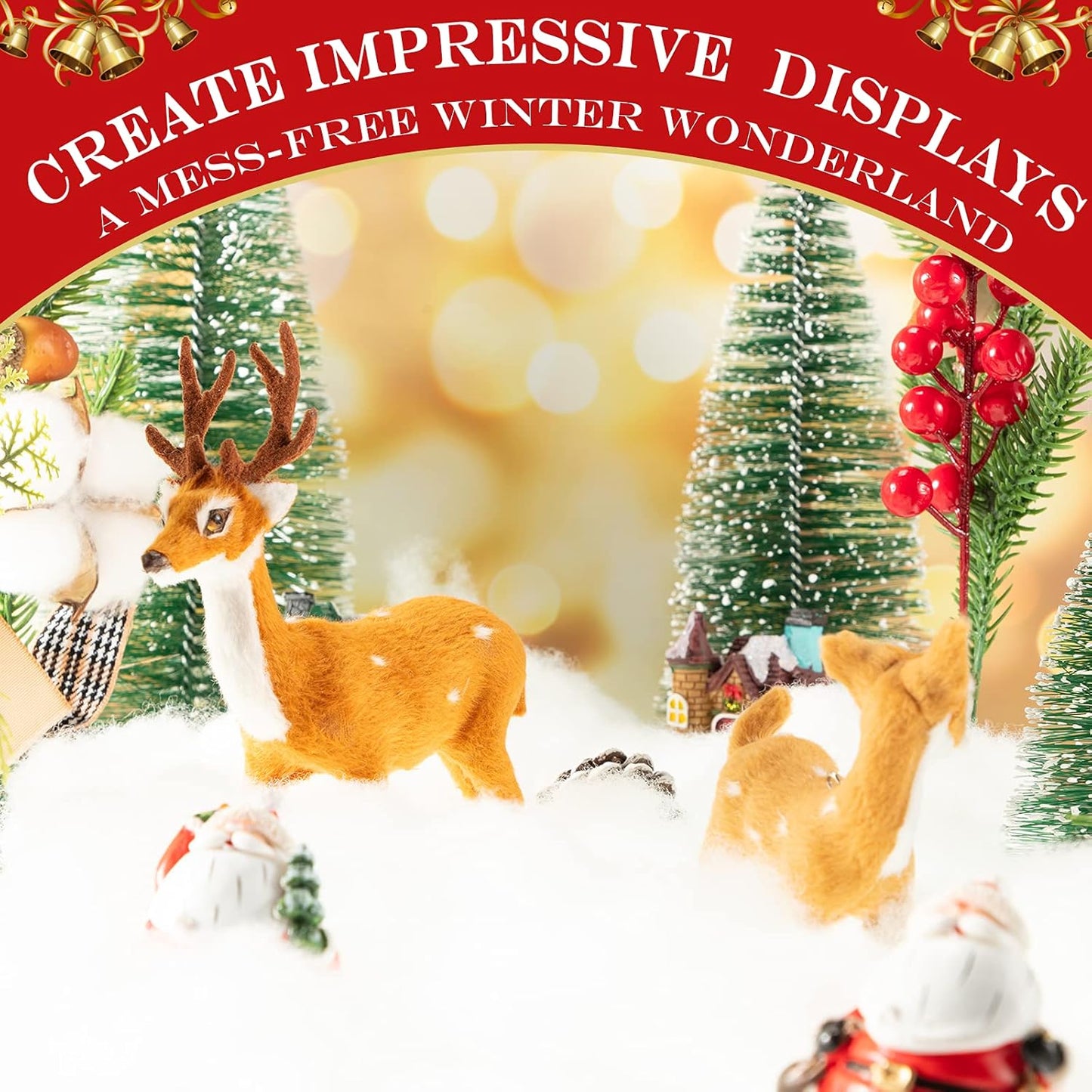 Shappy Christmas Fake Snow Decor - Fluffy Artificial Fiber Cotton Blanket for Indoor Winter Decoration