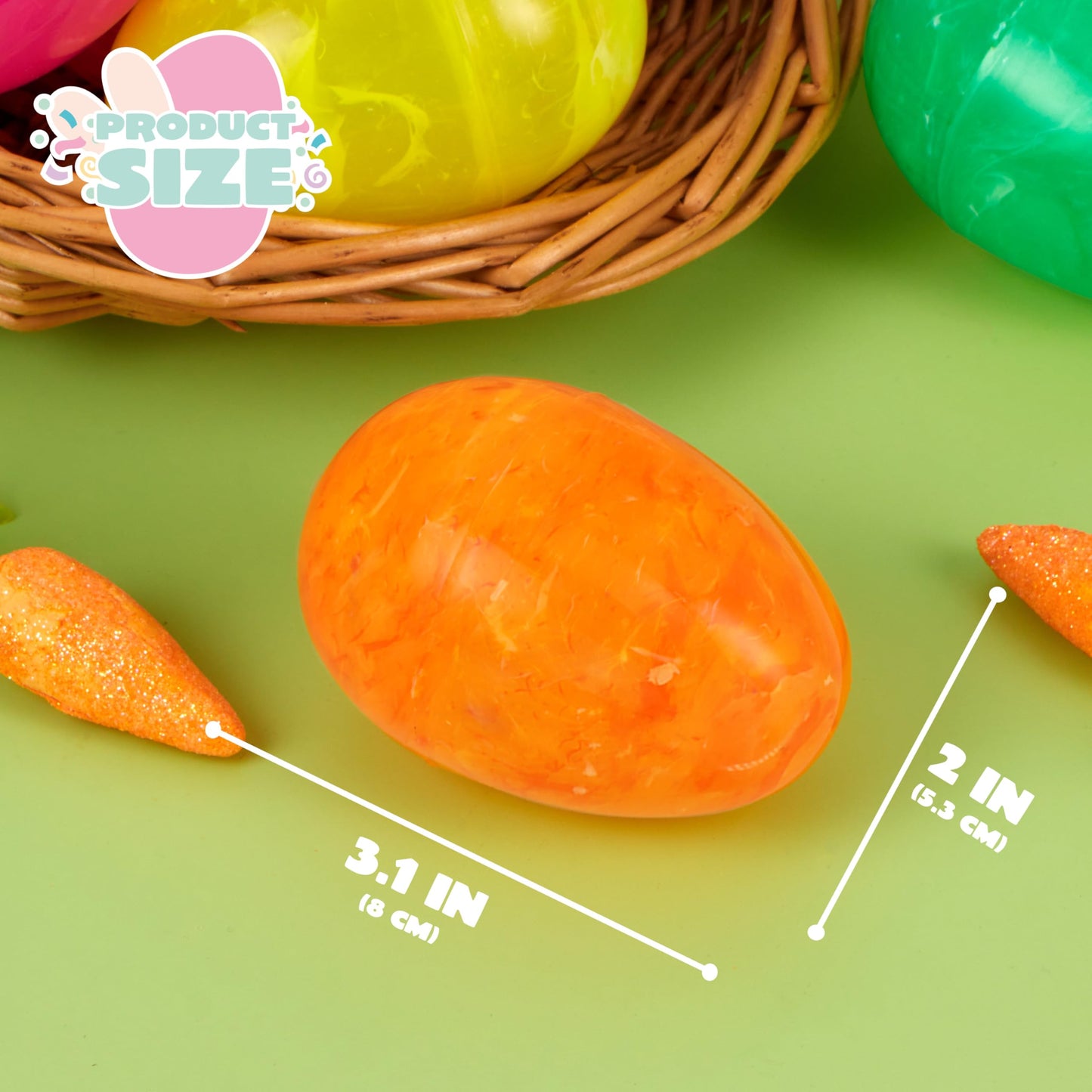 JOYIN 72 Pcs Plastic Iridescent Printed Bright Easter Eggs 3.15" Tall for Easter Hunt, Basket Stuffers Fillers, Classroom Prize Supplies, Filling Treats and Party Favor