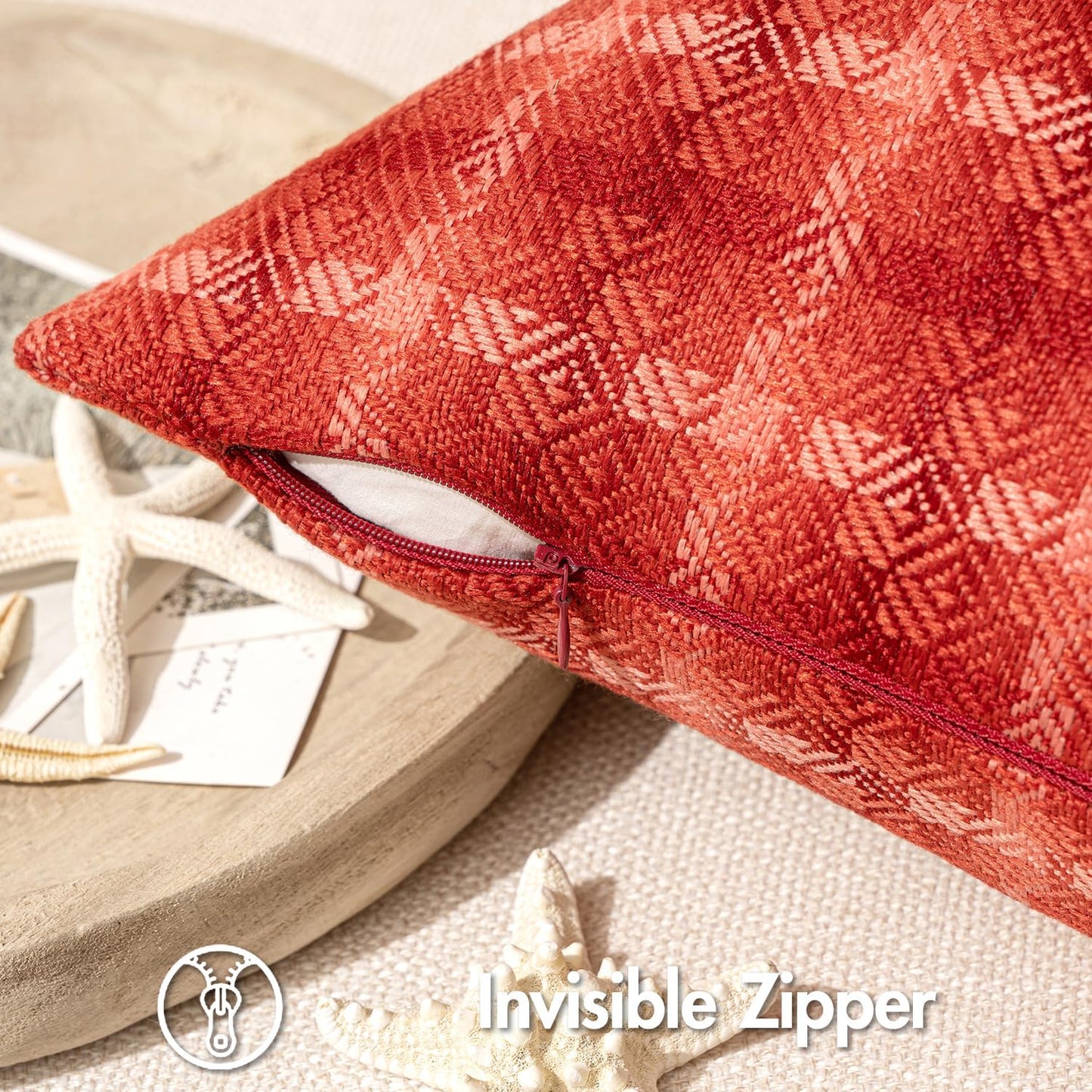 MIULEE Outdoor Pillow Covers - Waterproof 18x18 Red Decorative Cushions for Patio & Garden