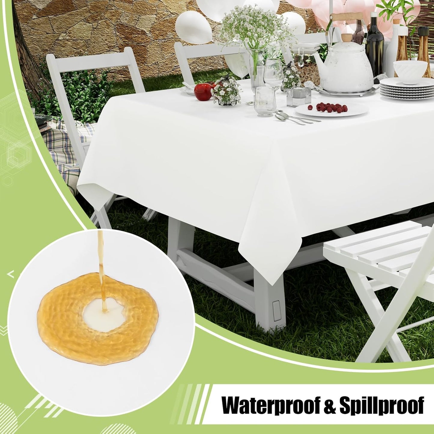Smiry Disposable Table Cloth - Waterproof 54 x 108 Inch Rectangle Table Covers | 10 Pack, Sturdy & Leakproof, White