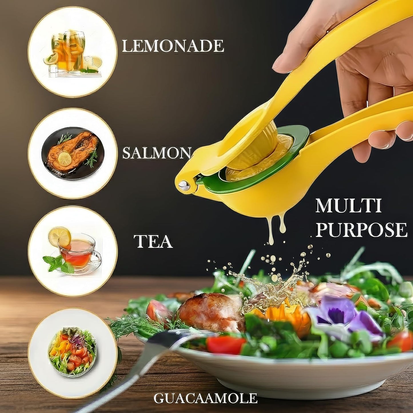 Metal 2-in-1 Lemon Squeezer - Heavy-Duty Manual Citrus Juicer & Zester for Lemons, Limes, Oranges - Easy to Clean Kitchen Gadget