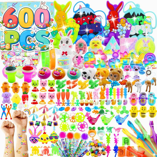 Olganicor 600 Pcs Easter Basket Stuffers for Kids Bulk Easter Egg Fillers and Party Favors - Colorful Sensory Fidget Toys for Classroom Prizes, Easter Hunt, and Treasure Box for Toddlers & Kids