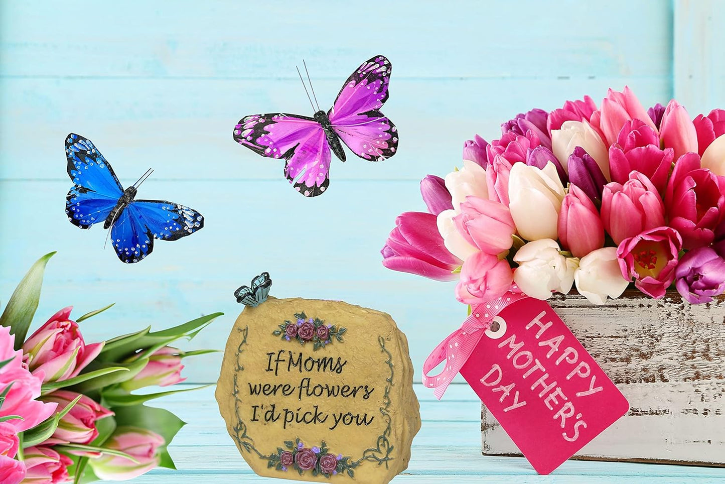 If Moms Were Flowers, I'd Pick You - Floral Desktop Rock Decoration - 3.5”H