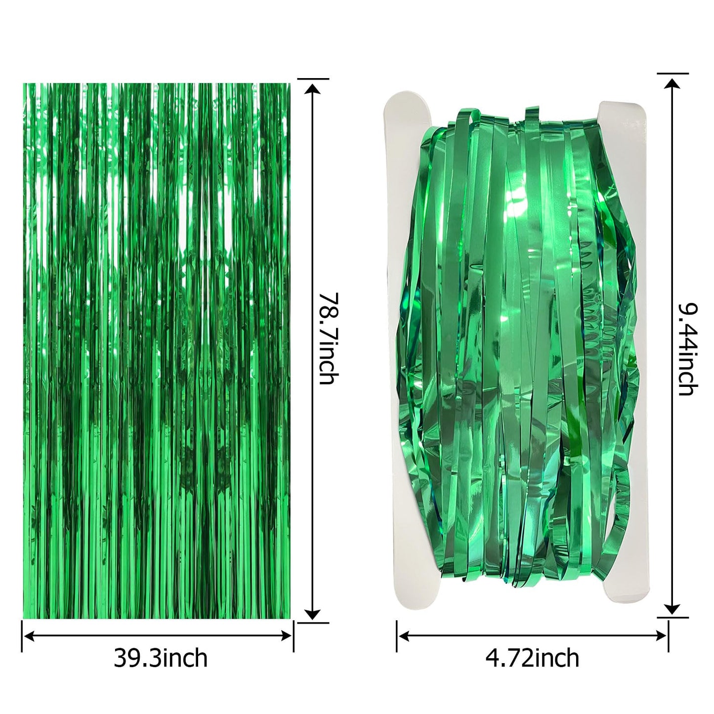 10 Pack Foil Curtain Backdrop Green Metallic Tinsel Foil Fringe Curtains Photo Booth Props for Birthday Wedding Engagement Baby Shower Bachelorette Christmas Holiday Celebration Party