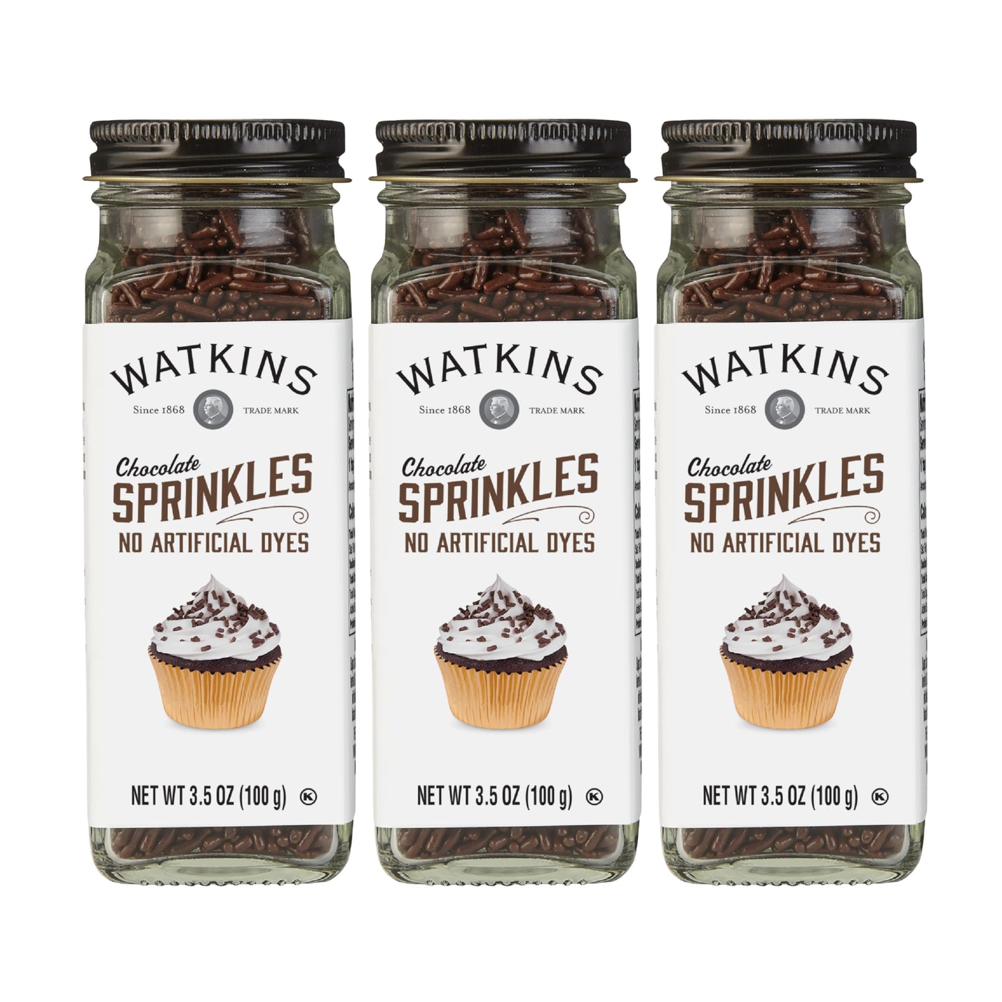 Watkins Chocolate Decorating Sprinkles, 3.5 Ounce, Pack of 3