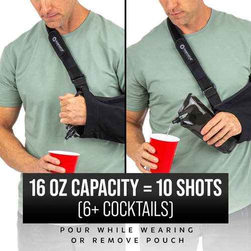 GoPong Arm Sling Flask (16 oz Total) - Hidden Alcohol Flask for Liquor Disguise – Secret Liquor Drink Container for Concerts, Sports Events, & Theme Parks – Includes Funnel & Spout